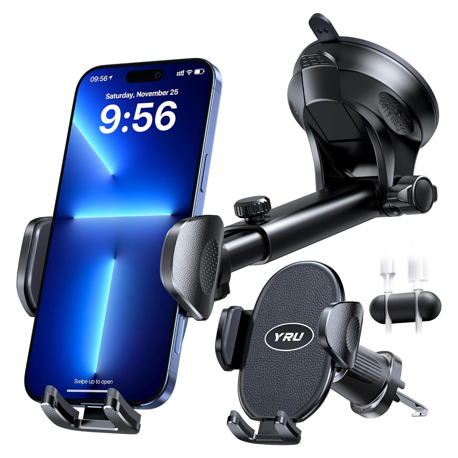 Soporte para Teléfono YRU con Ventosa 360° - Negro