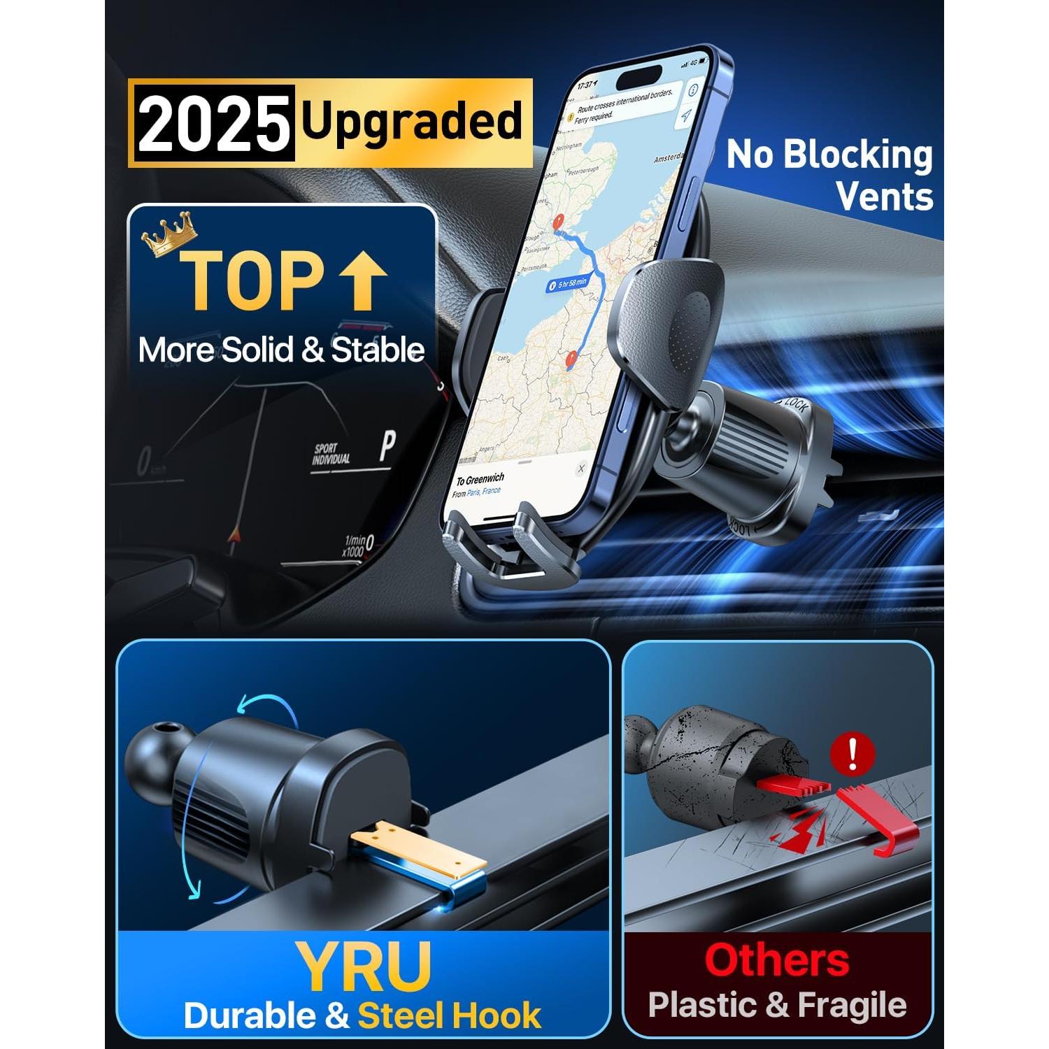 Soporte para Teléfono YRU con Ventosa 360° - Negro