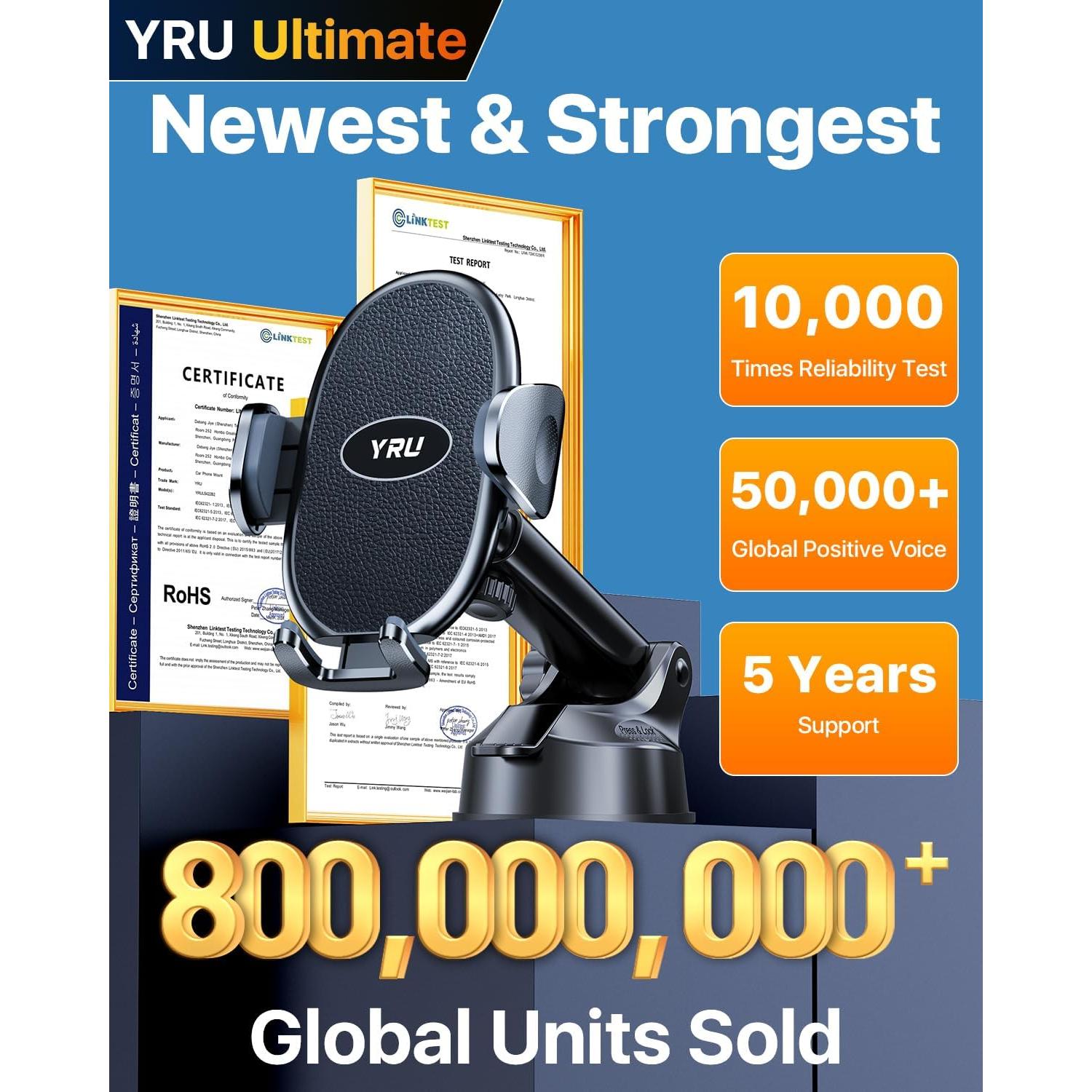 Soporte para Teléfono YRU con Ventosa 360° - Negro