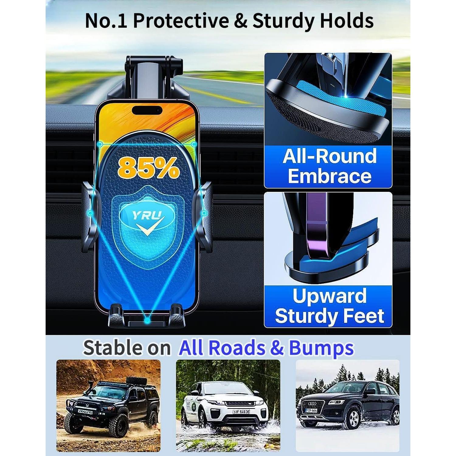 Soporte para Teléfono YRU con Ventosa 360° - Negro