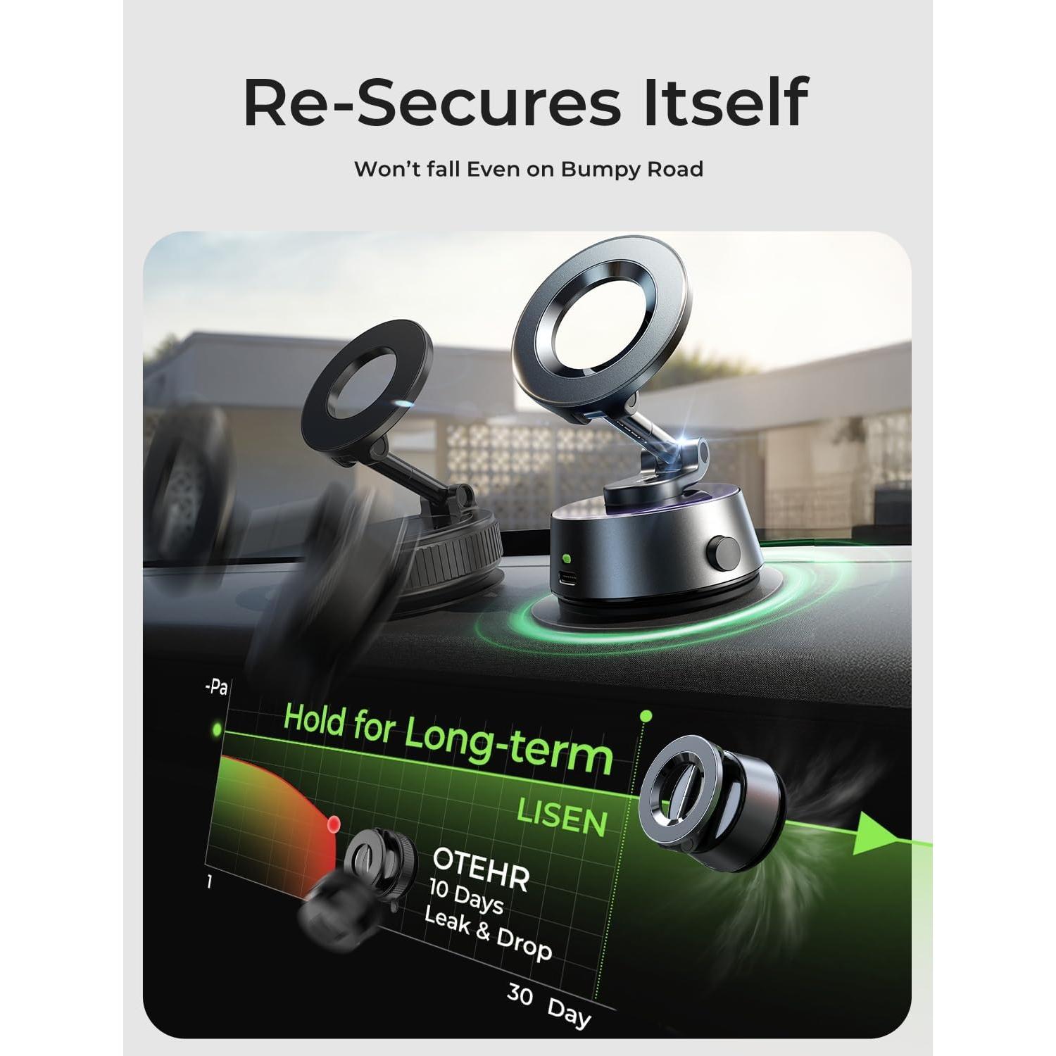 Soporte Magnético de Teléfono LISEN para Coche - Ajustable y Eléctrico