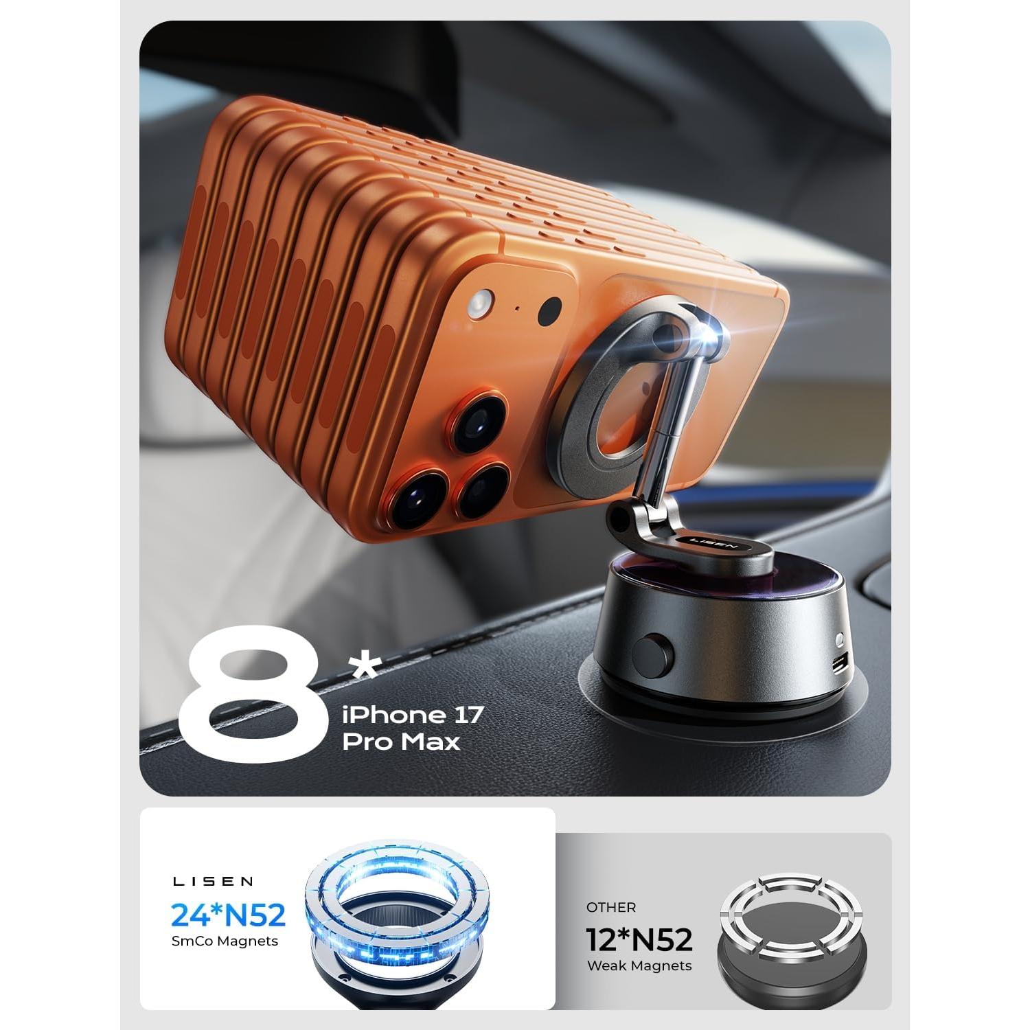 Soporte Magnético de Teléfono LISEN para Coche - Ajustable y Eléctrico