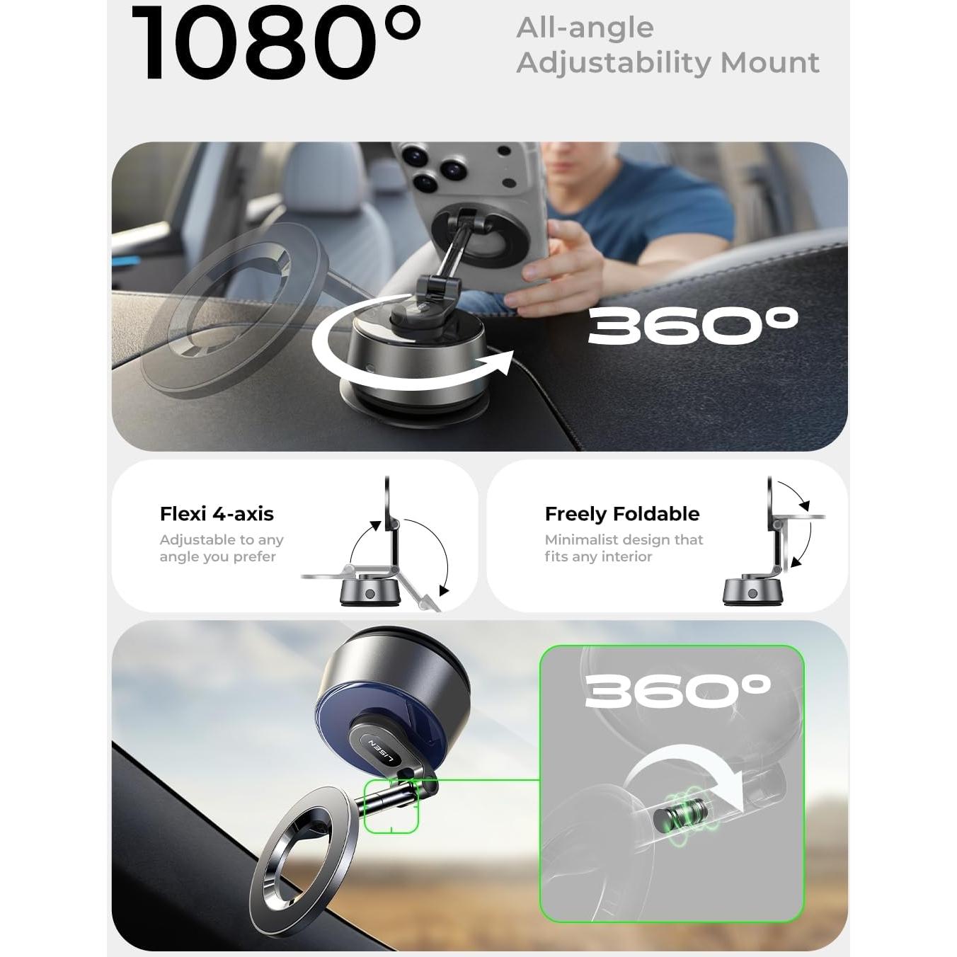 Soporte Magnético de Teléfono LISEN para Coche - Ajustable y Eléctrico