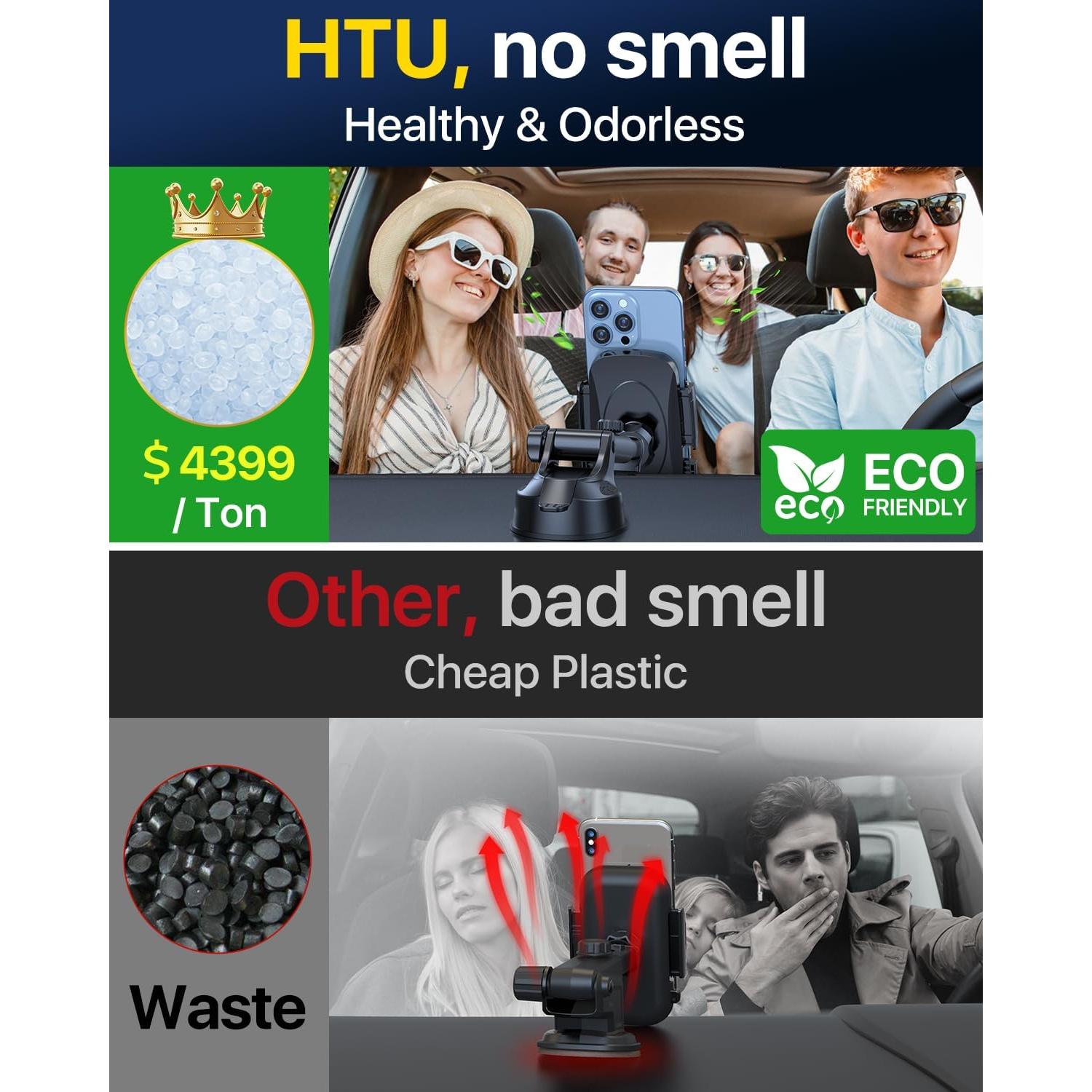 Soporte para Teléfono de Coche HTU 2025 Ajustable Negro