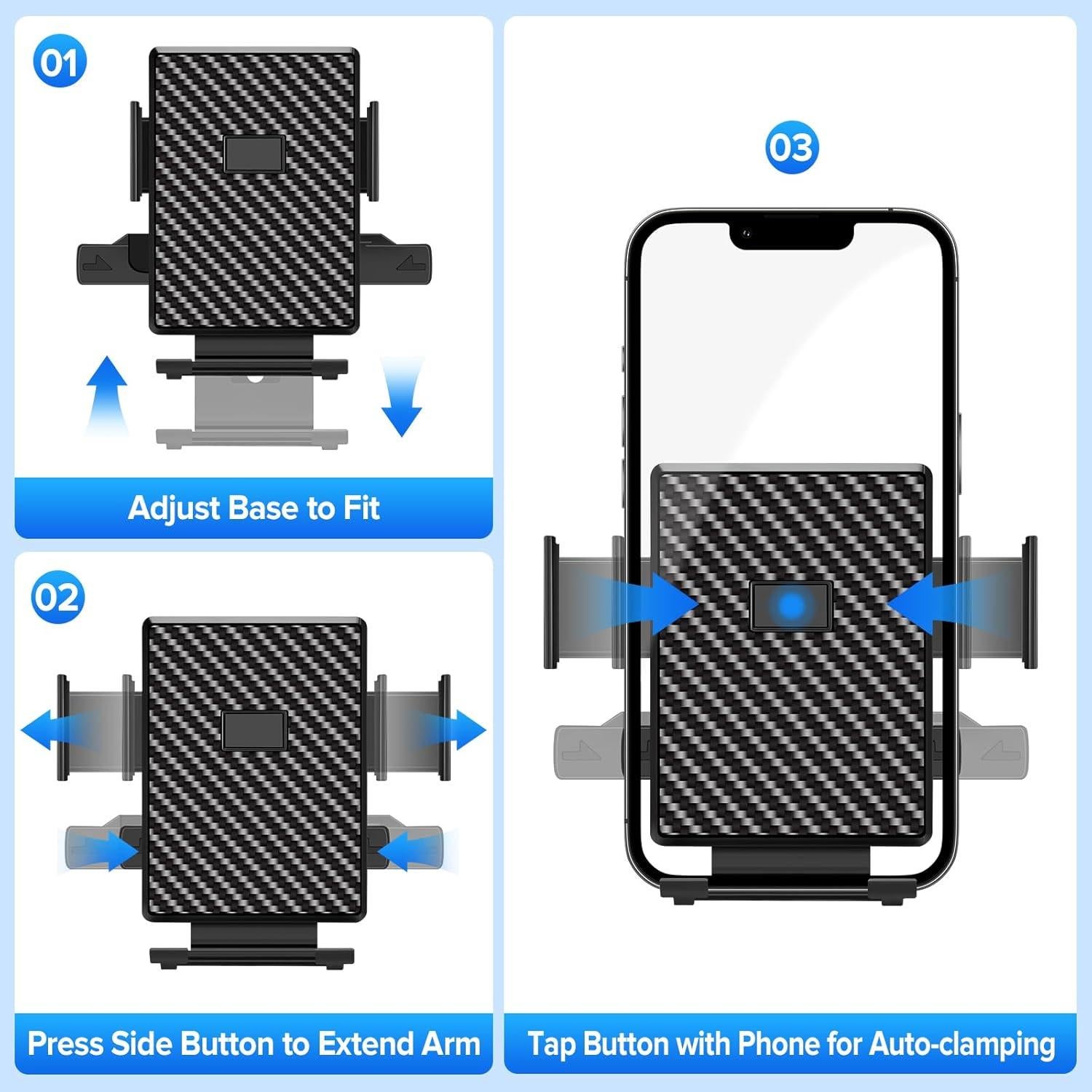 Soporte para Teléfono de Coche TSAKBAM Ajustable Negro