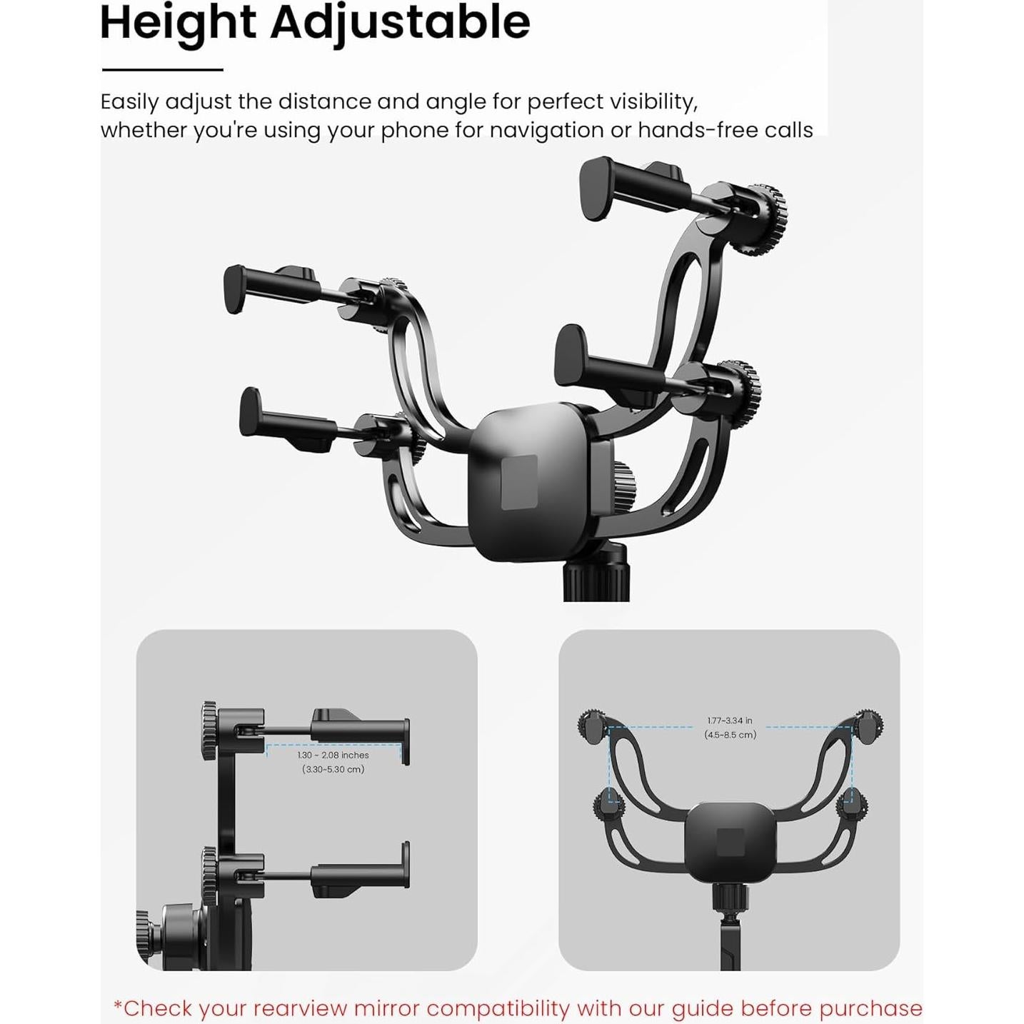 Soporte para Teléfono Uonser en Espejo Retrovisor - Metal, 360°