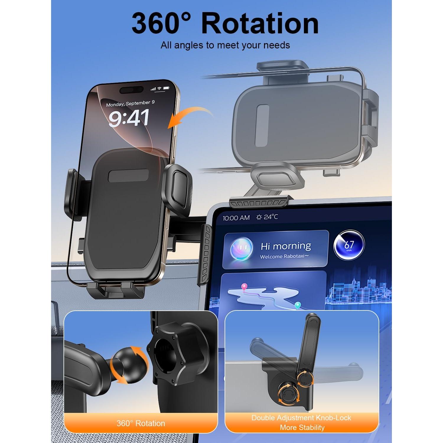 Soporte para Teléfono Bokilino Ajustable 360° para Tesla Model Y/3/X/S