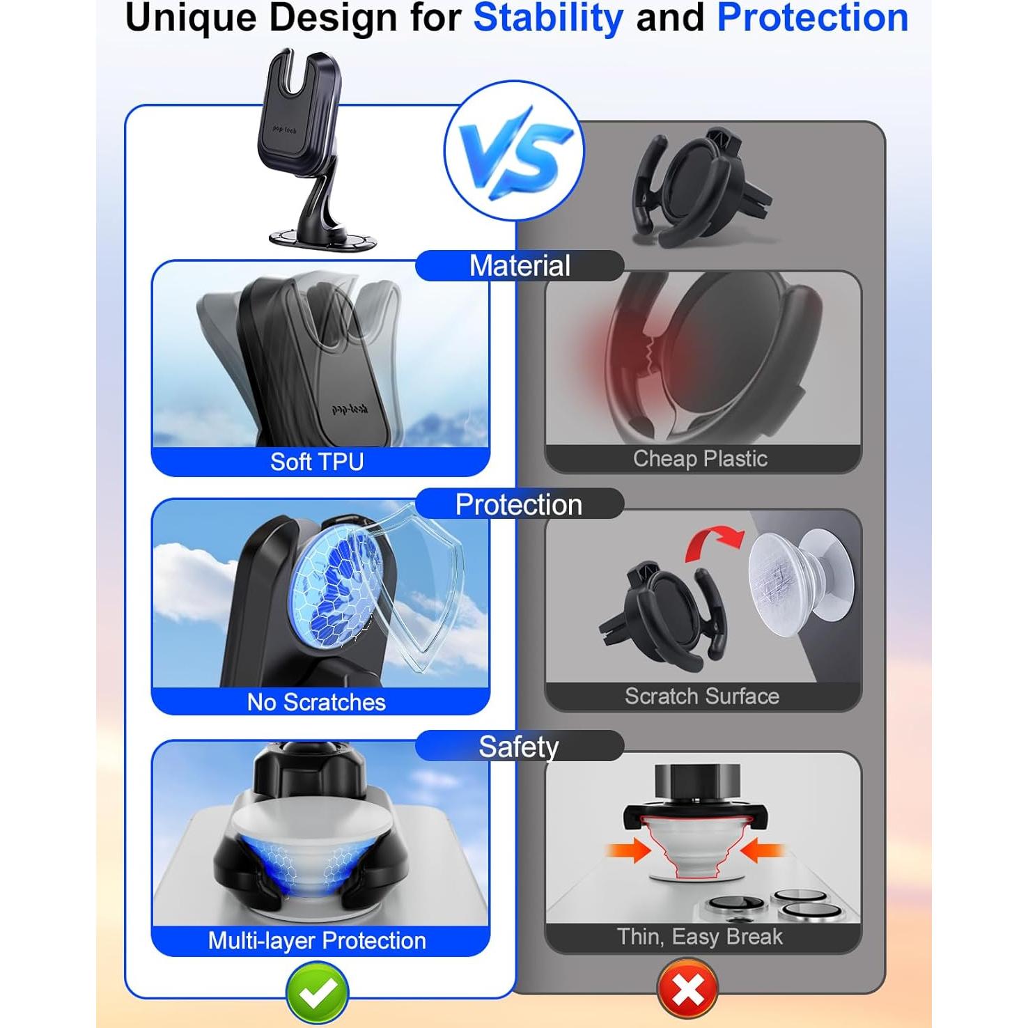 Soporte para Teléfono en Coche Pop-Tech 360° Ajustable
