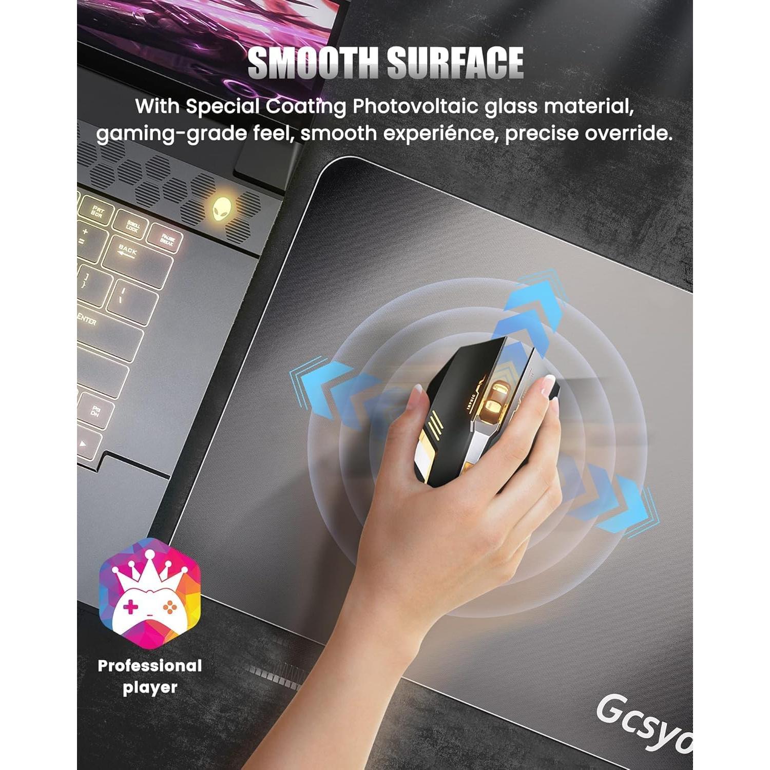 Alfombrilla de Ratón de Vidrio Mstoekn 350x260mm Antideslizante