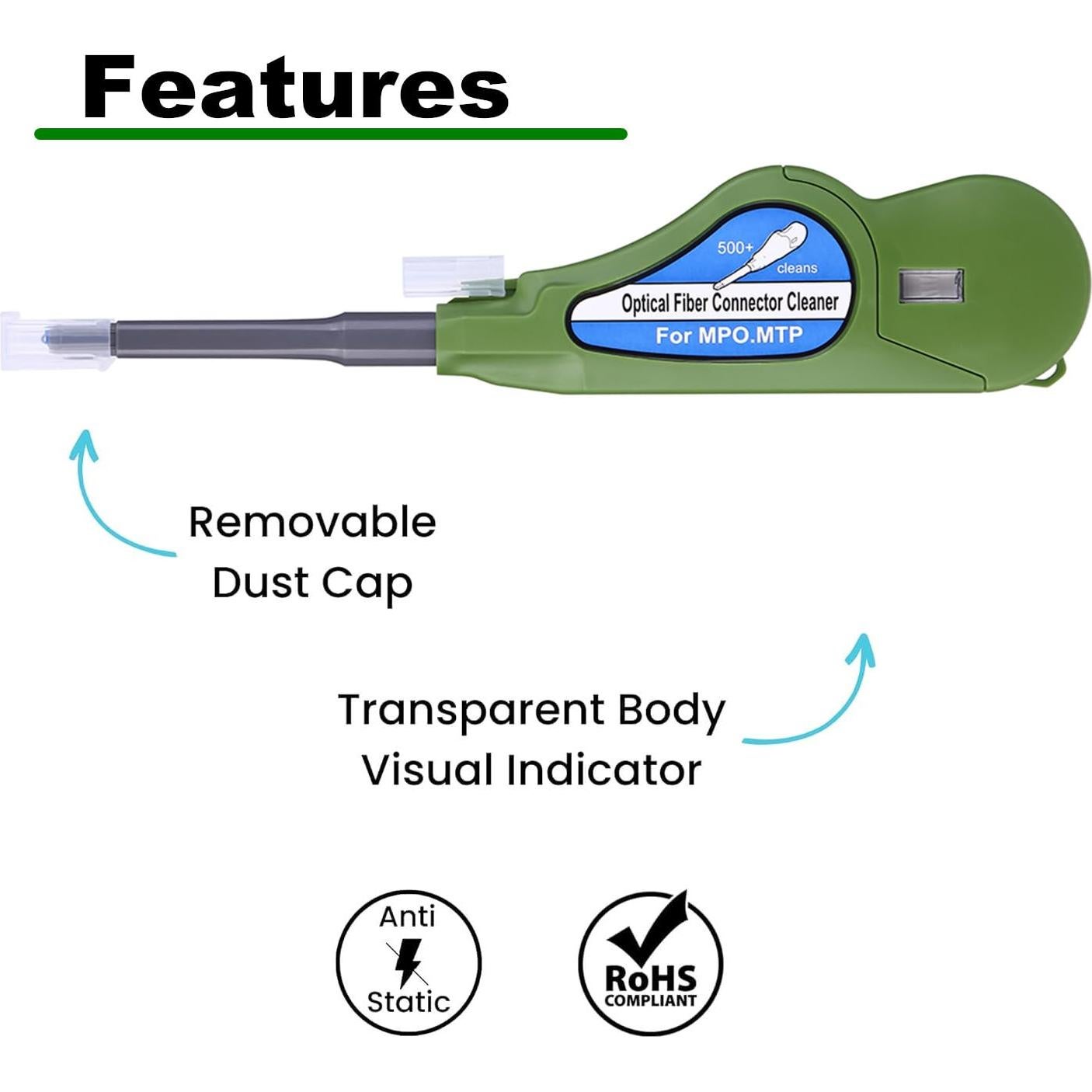 Limpiador de fibra óptica NewMainOne N-111 500 limpiezas Verde