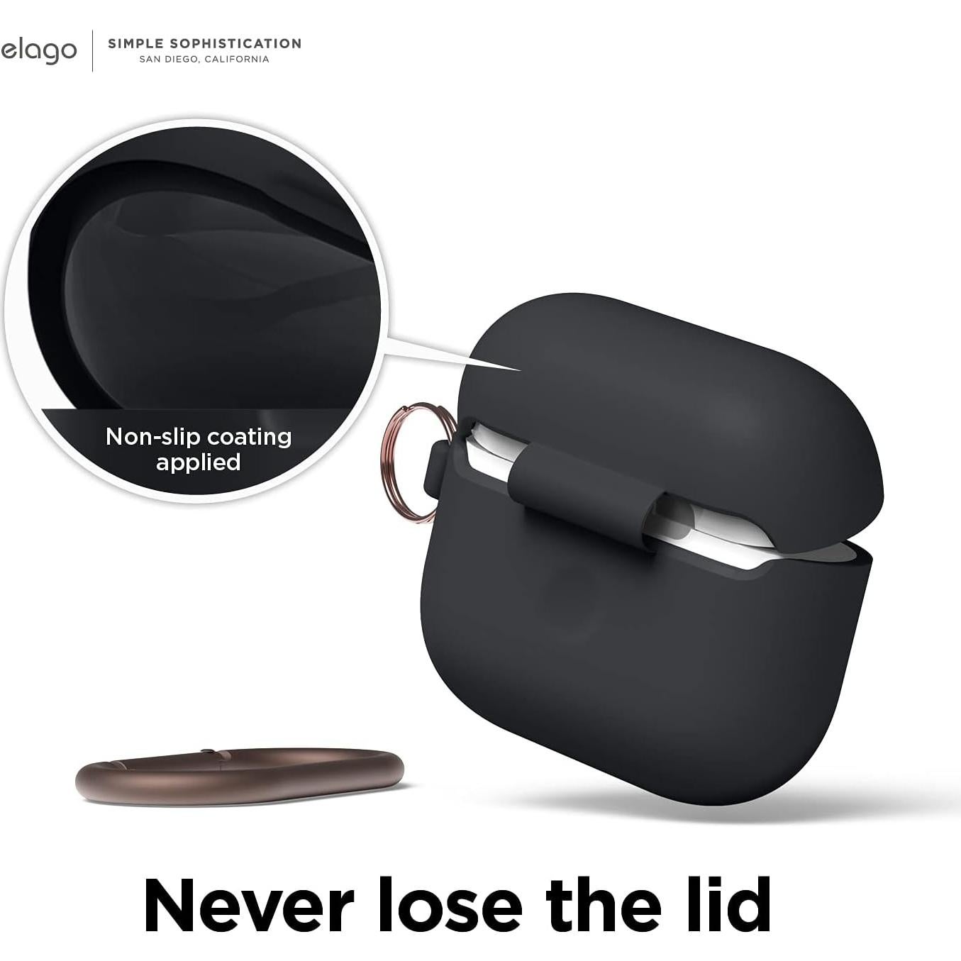 Funda de Silicona elago para AirPods 3 - Carga Inalámbrica, Negro