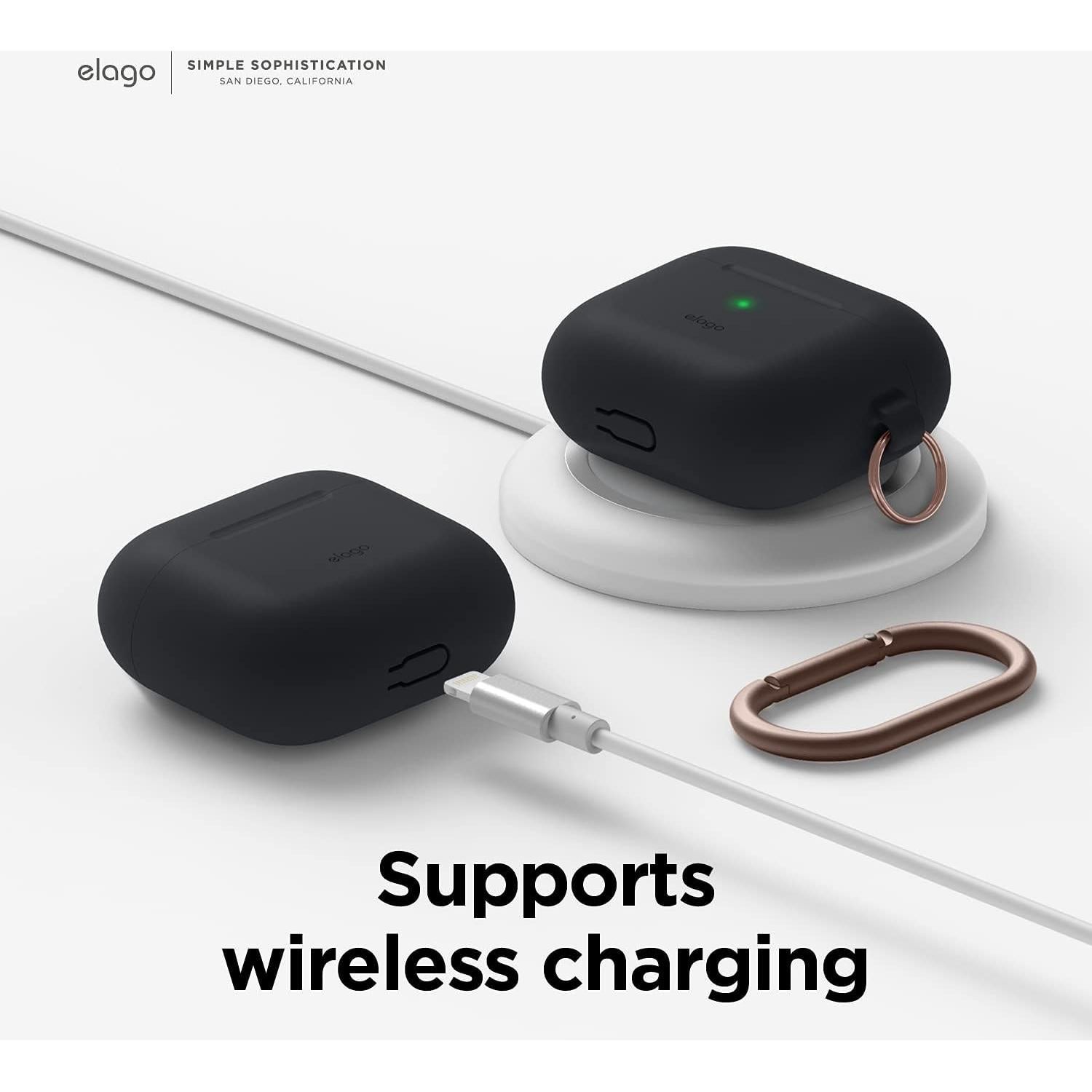 Funda de Silicona elago para AirPods 3 - Carga Inalámbrica, Negro