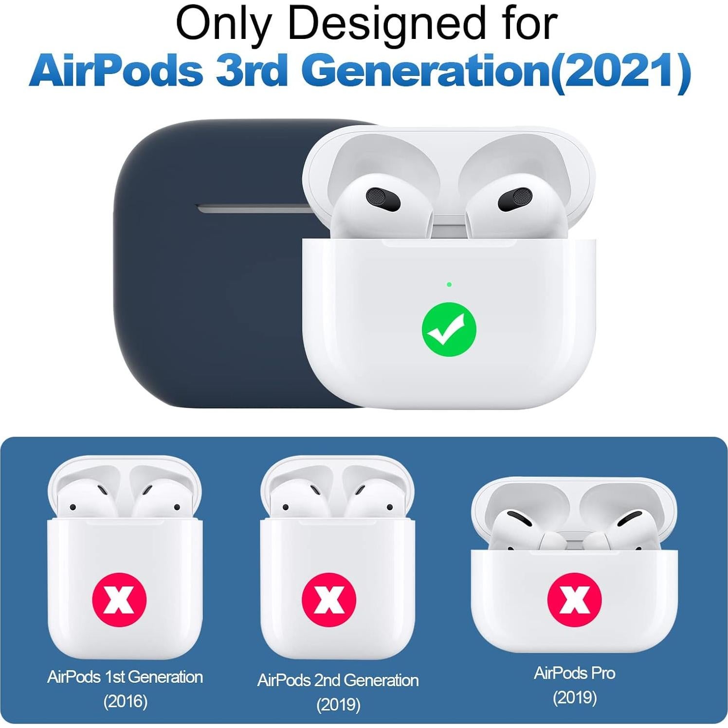 Funda Protectora Silicona ATUAT para AirPods 3 - Azul Oscuro