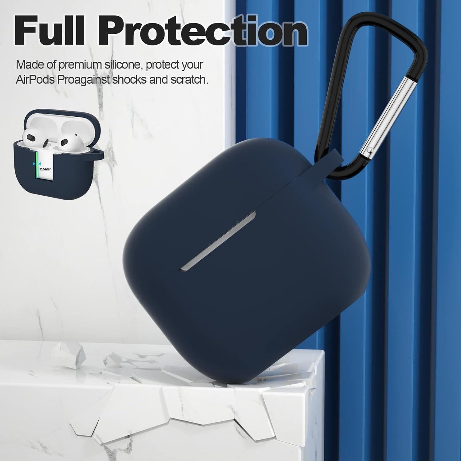 Funda Protectora Silicona ATUAT para AirPods 3 - Azul Oscuro