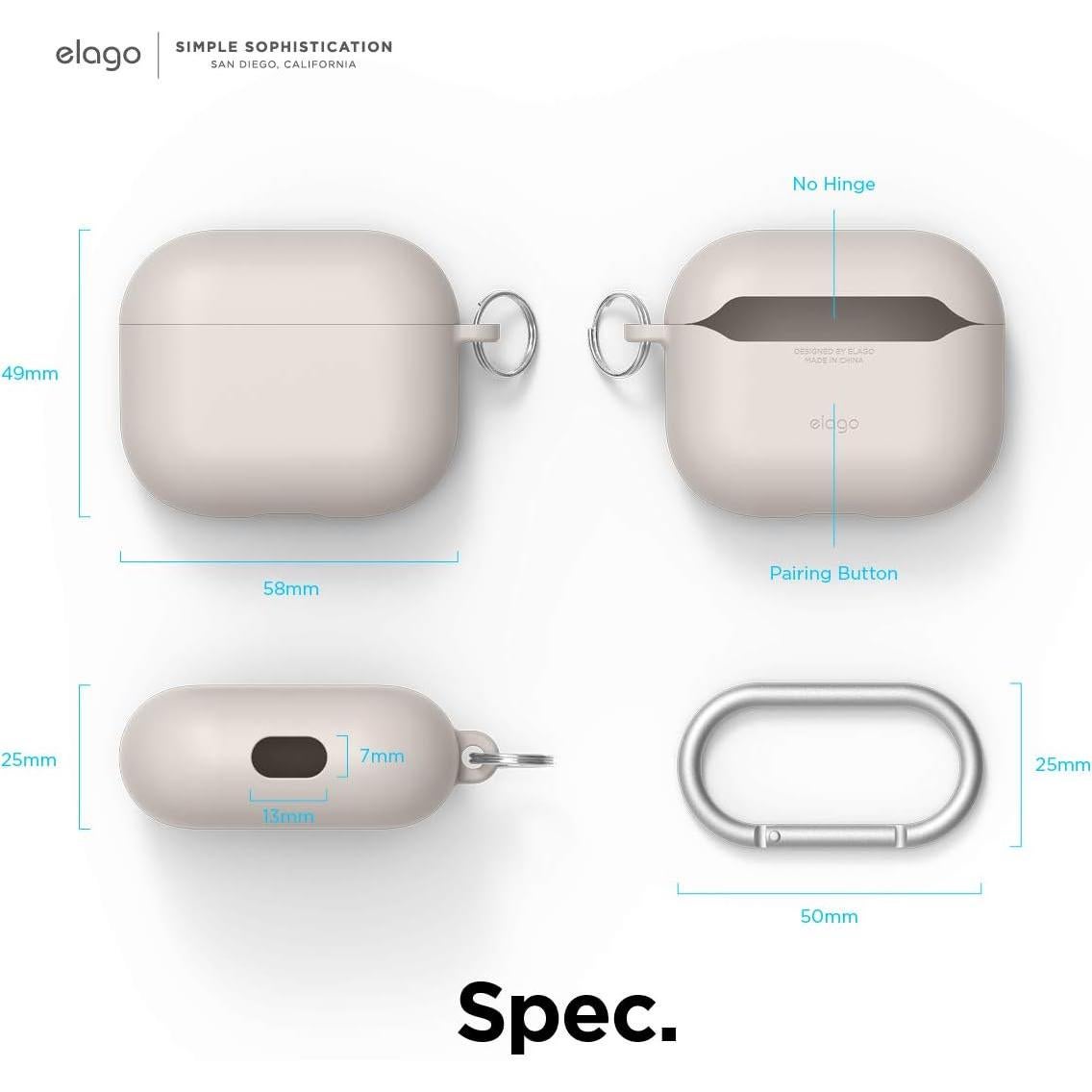 Funda elago Liquid Hybrid para AirPods 3 - Protección Triple, Color Piedra