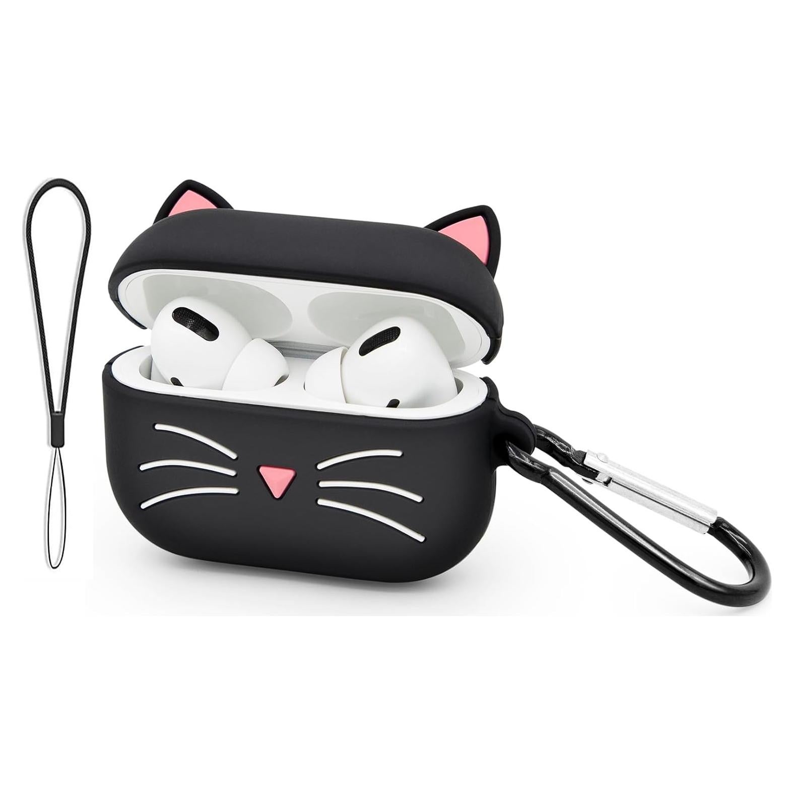 Funda de Silicona para Airpods Pro YONOCOSTA Gato Negro 3D