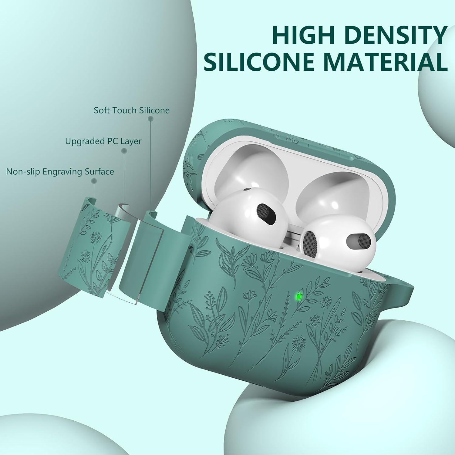 Funda de Silicona Ekoonpft para AirPods 3ra Generación Verde