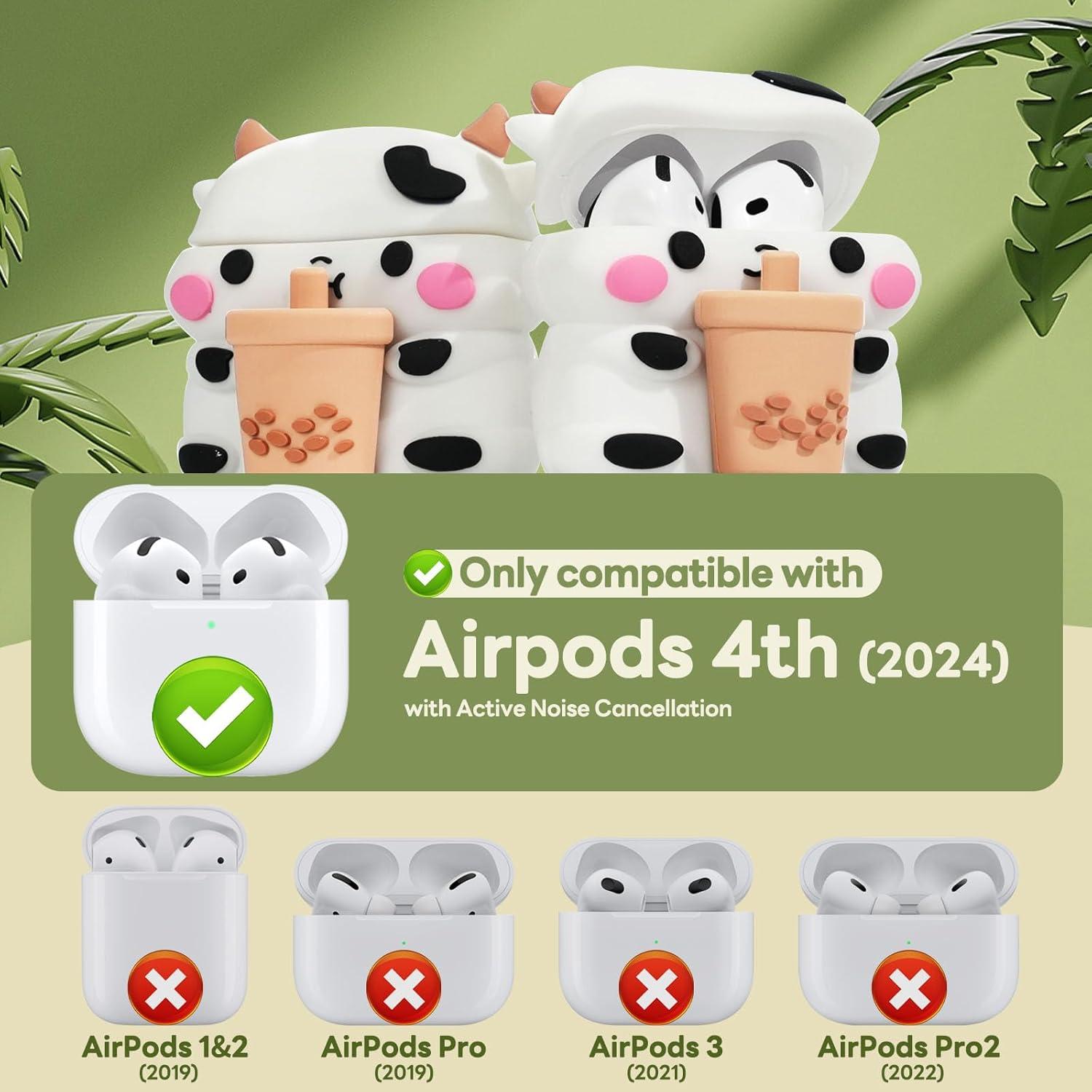 Funda Silicona Kawaii Vaca para AirPods 4 Gen 2024 Skyconser