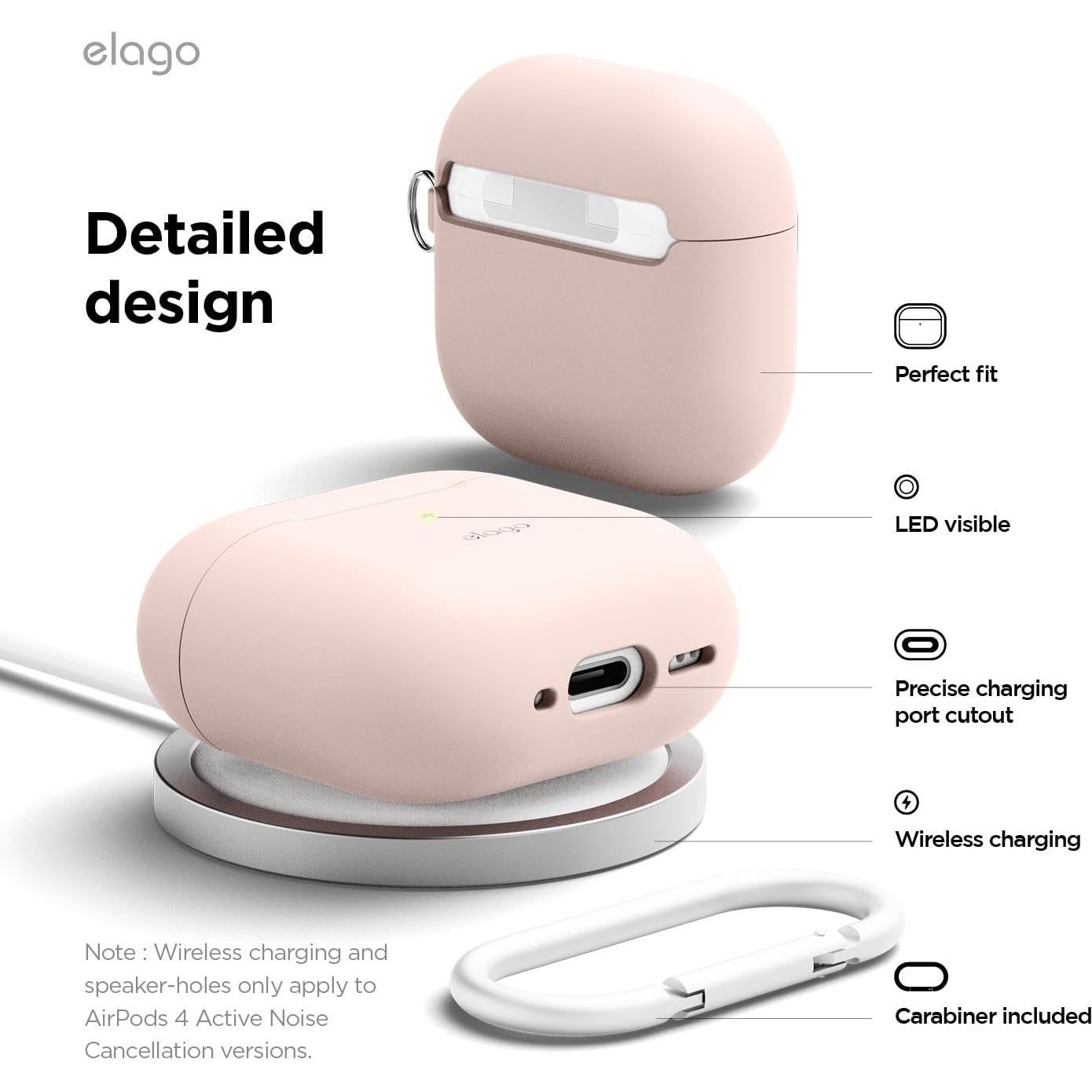 Funda de Silicona elago para AirPods 4 - Rosa Arena, Resistente
