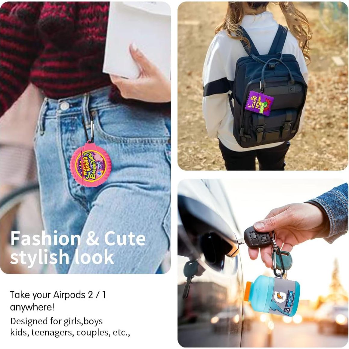 3 Fundas Protectores Silicona YIPINJIA para AirPods 1/2 Kawaii