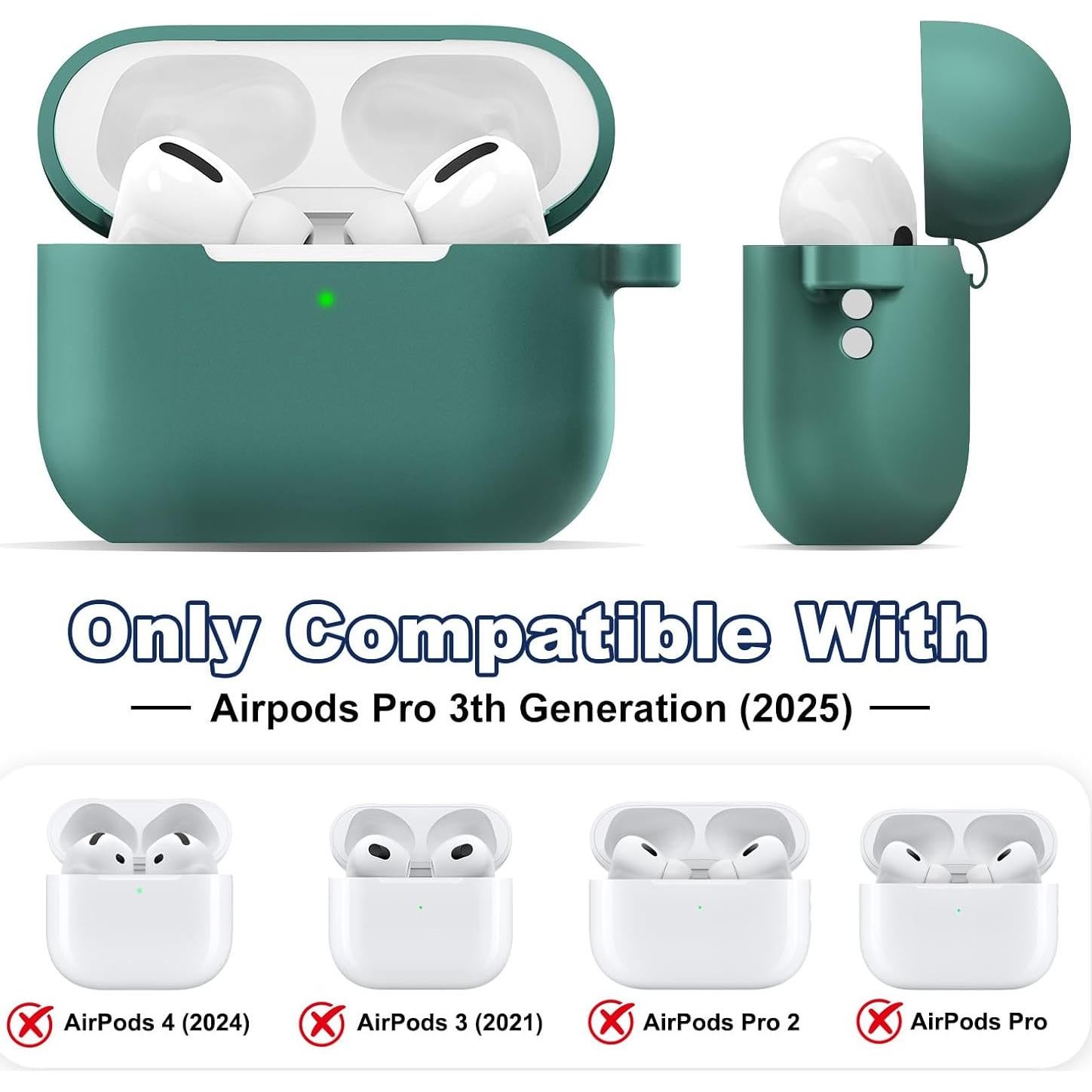 Funda Silicona MATEPROX para AirPods Pro 3ra Gen 2025 Verde Pino