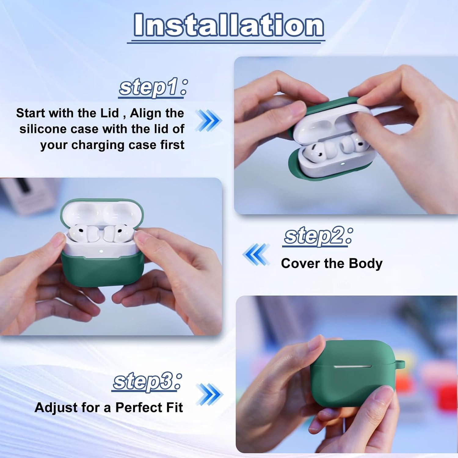 Funda Silicona MATEPROX para AirPods Pro 3ra Gen 2025 Verde Pino