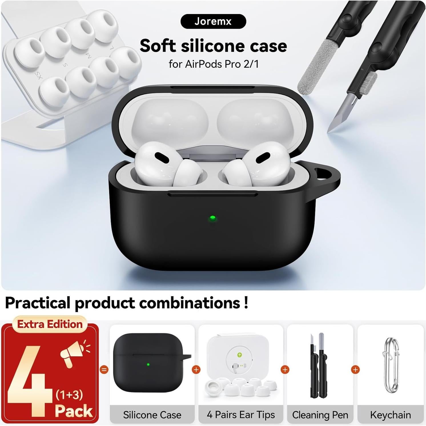 Funda de Silicona para AirPods Pro 2/1 con Kit de Limpieza