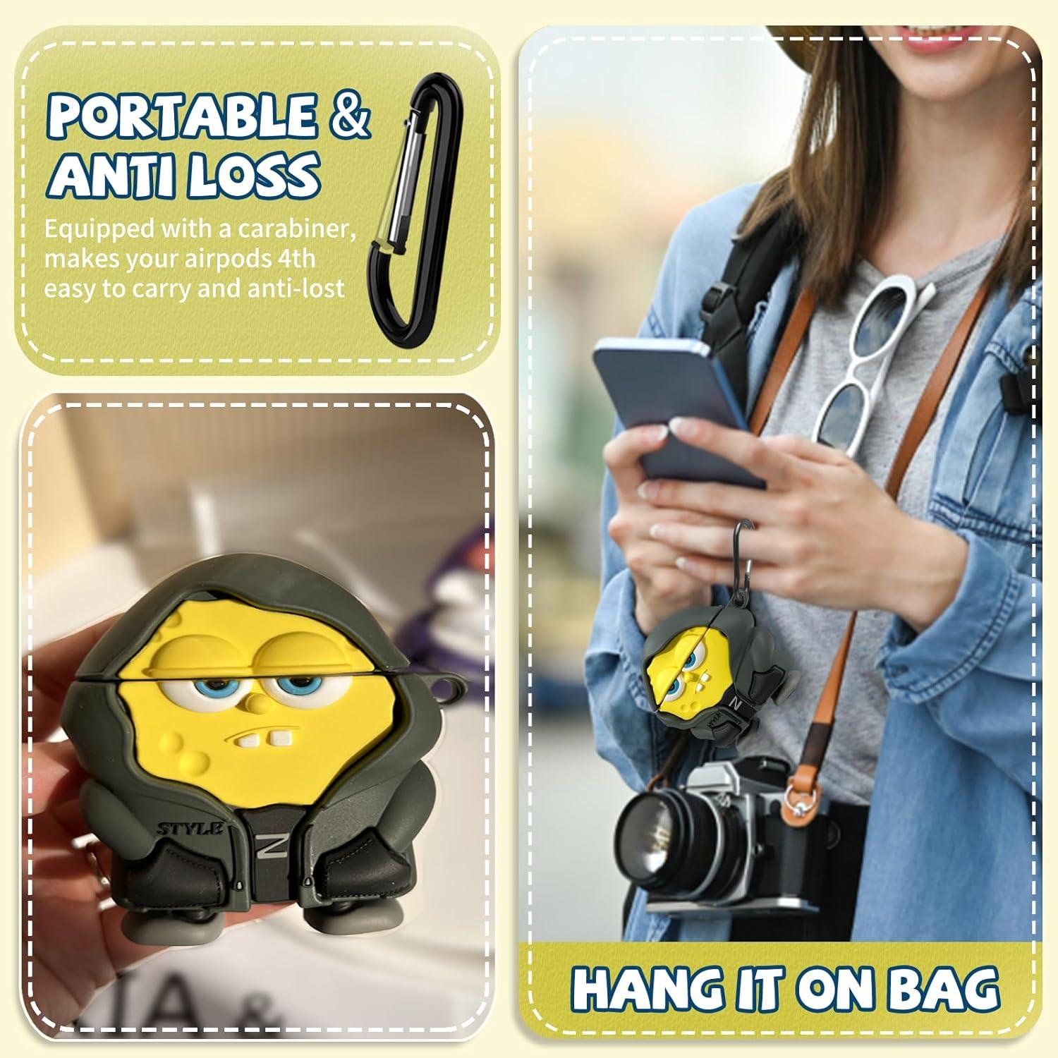 Funda de Silicona Kawaii Amarilla para AirPods 4 2024 con Kit de Limpieza