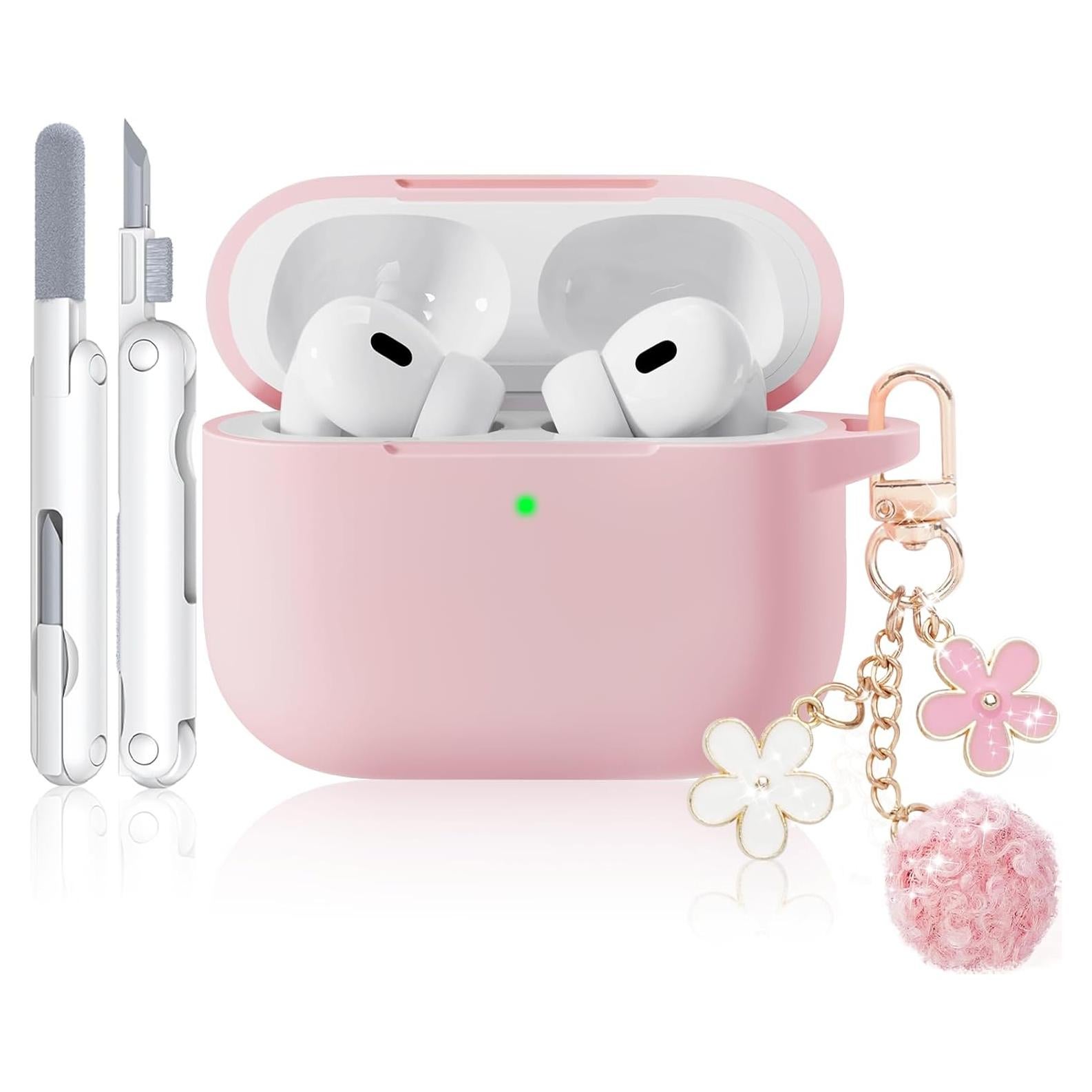 Funda de Silicona Rosa Claro para AirPods Pro 1ª/2ª Gen con Kit de Limpieza