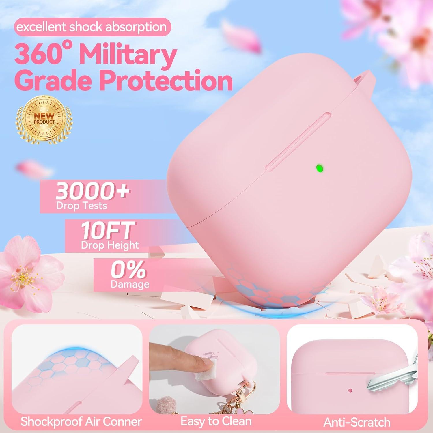 Funda de Silicona Rosa Claro para AirPods Pro 1ª/2ª Gen con Kit de Limpieza