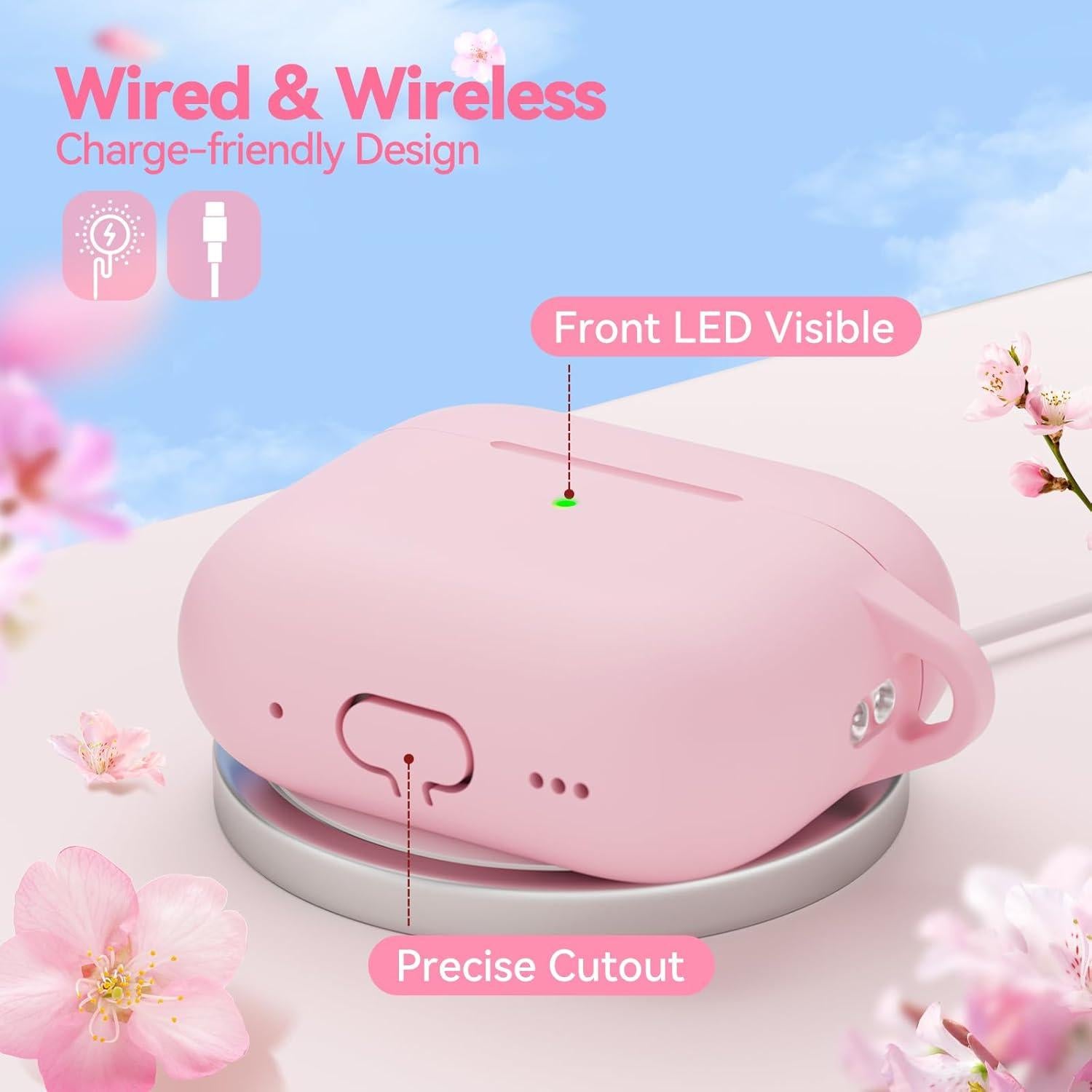 Funda de Silicona Rosa Claro para AirPods Pro 1ª/2ª Gen con Kit de Limpieza