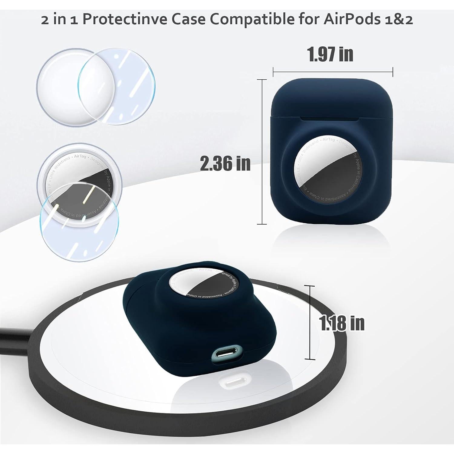 Funda Protectora Silicona Enspito 2 en 1 para AirPods y AirTag