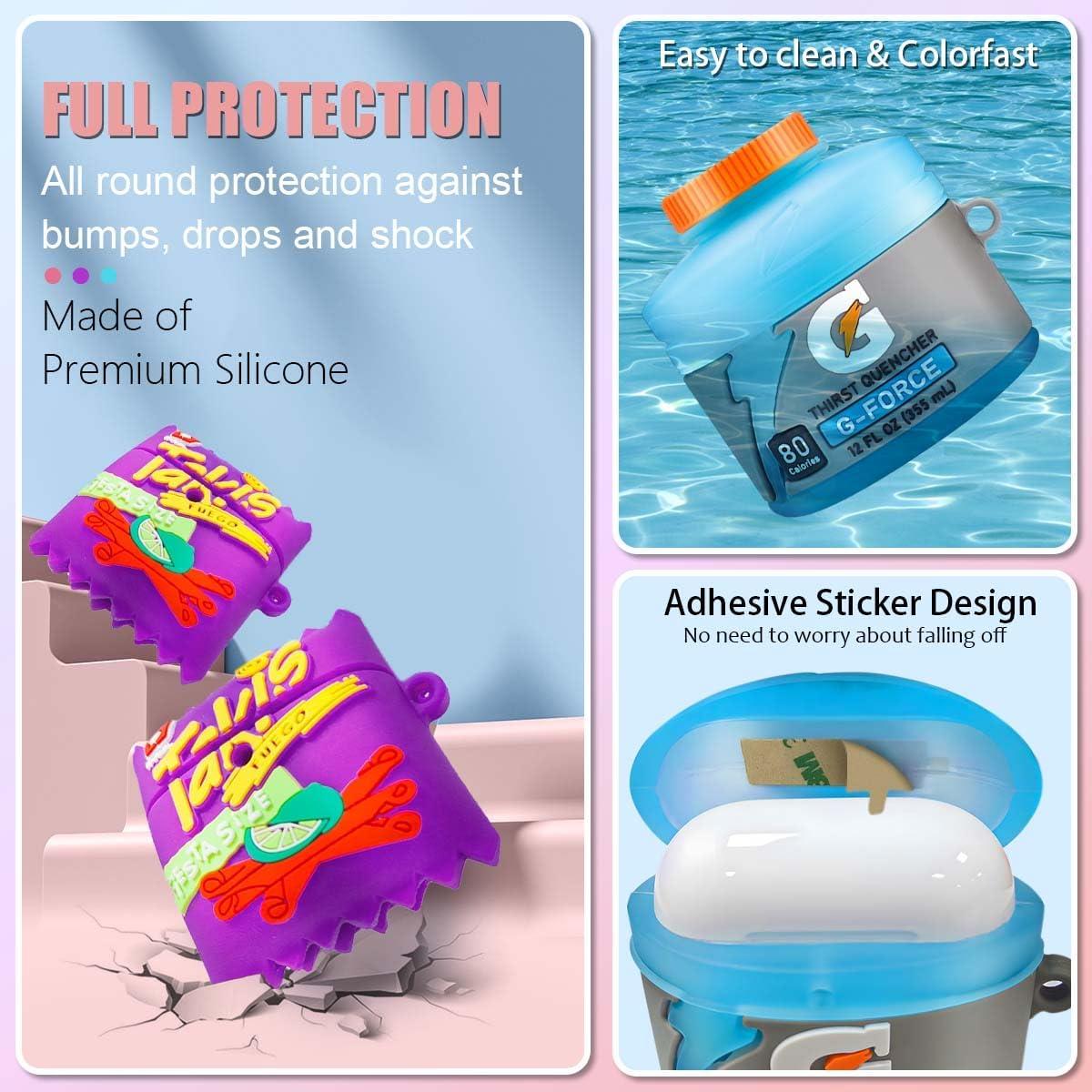 Paquete 3 Fundas Silicona Kawaii para Airpods 4 - Azul, Morado, Rosa