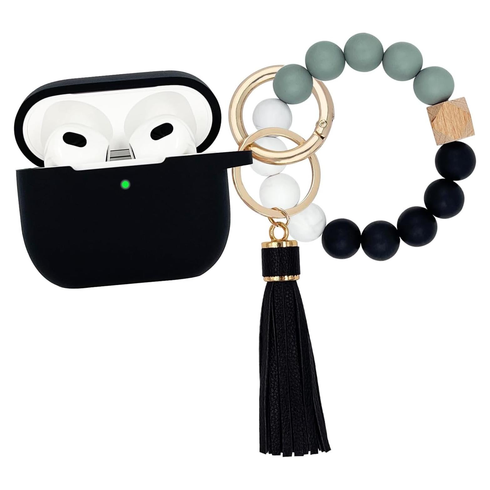 Funda de Silicona para AirPods 3 KOUJAON con Llavero Negro