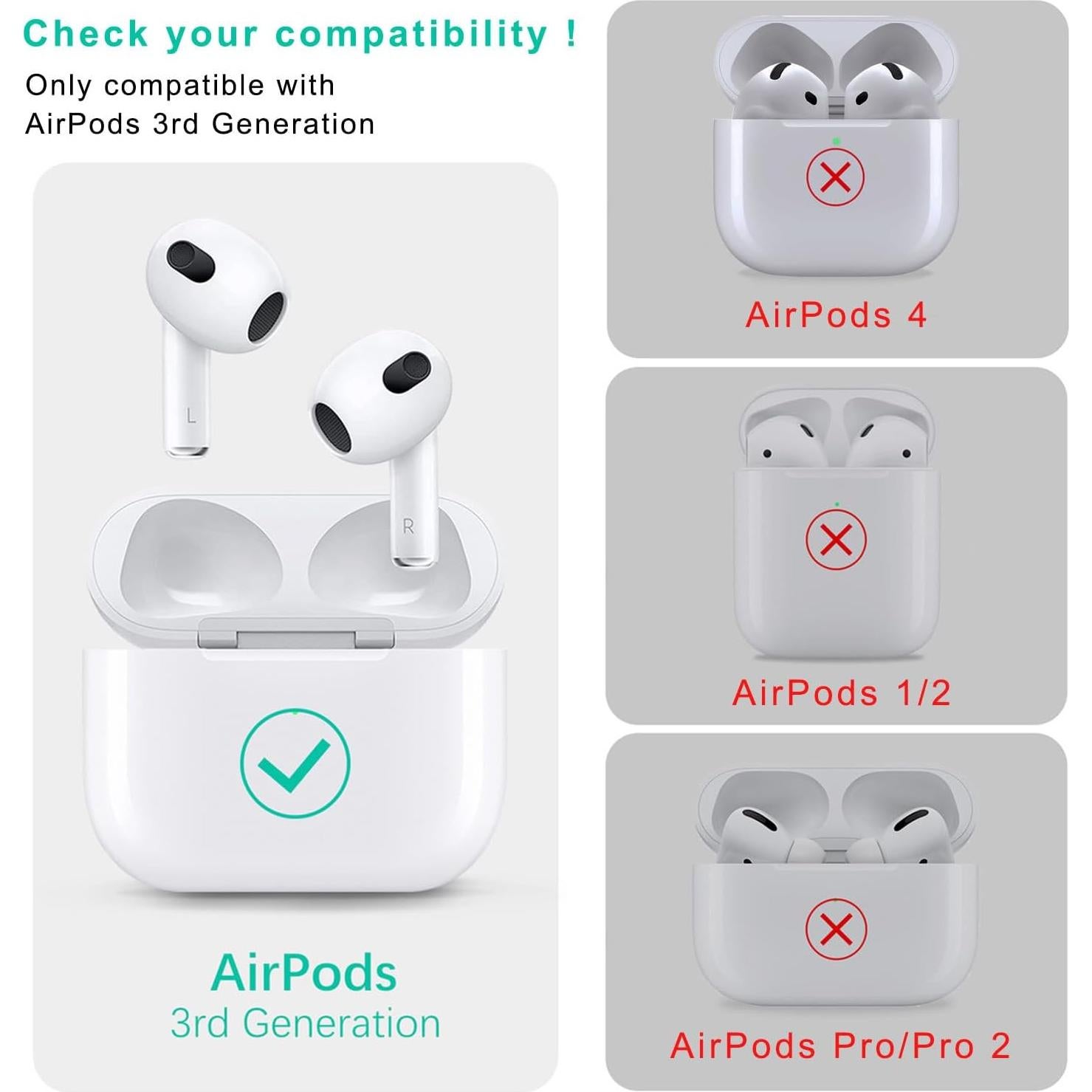 Funda de Silicona para AirPods 3 KOUJAON con Llavero Negro