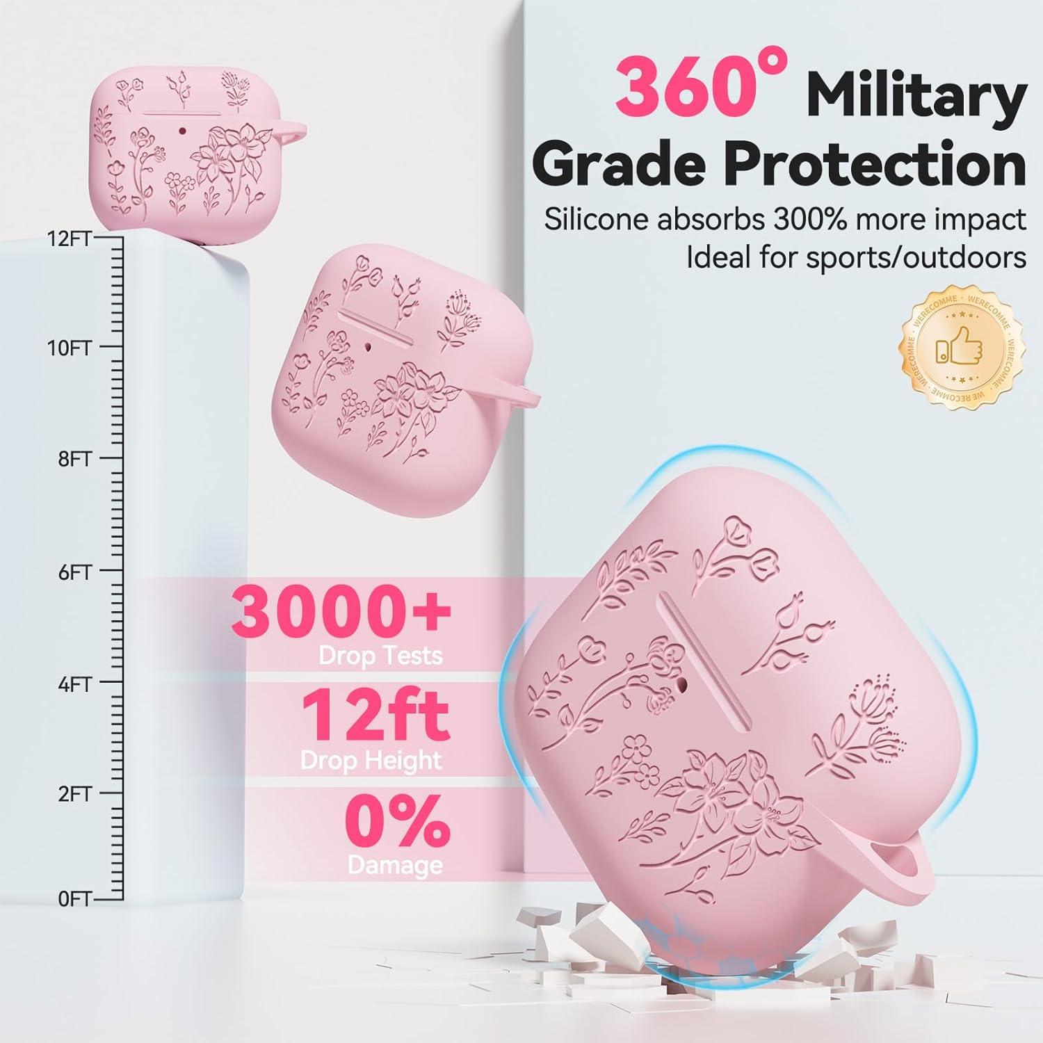 Funda de Silicona Rosa para AirPods 4 con Kit de Limpieza