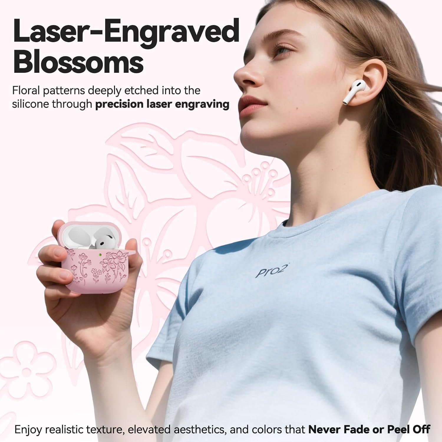 Funda de Silicona Rosa para AirPods 4 con Kit de Limpieza