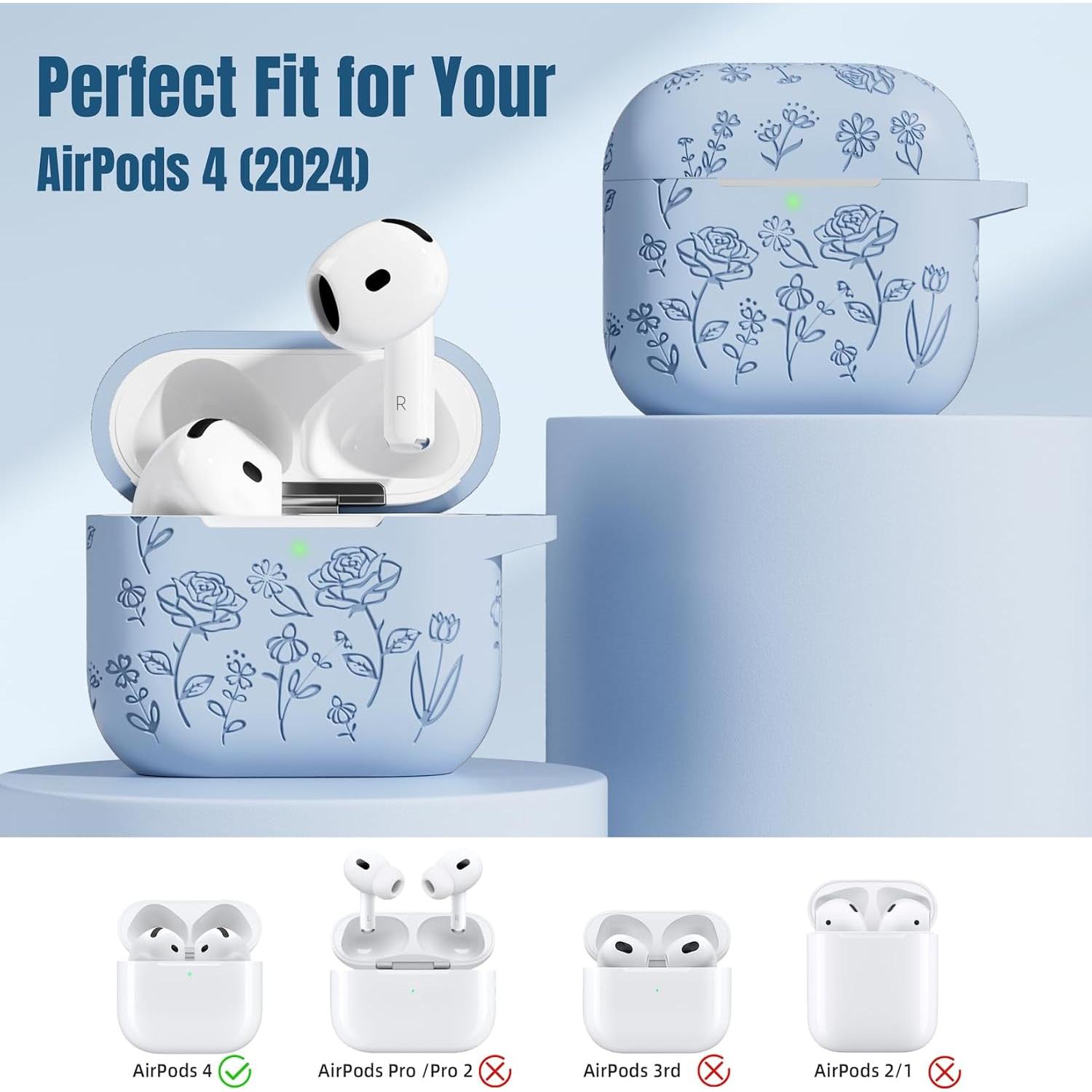Funda Silicona Grabada DGege para AirPods 4 - Lila