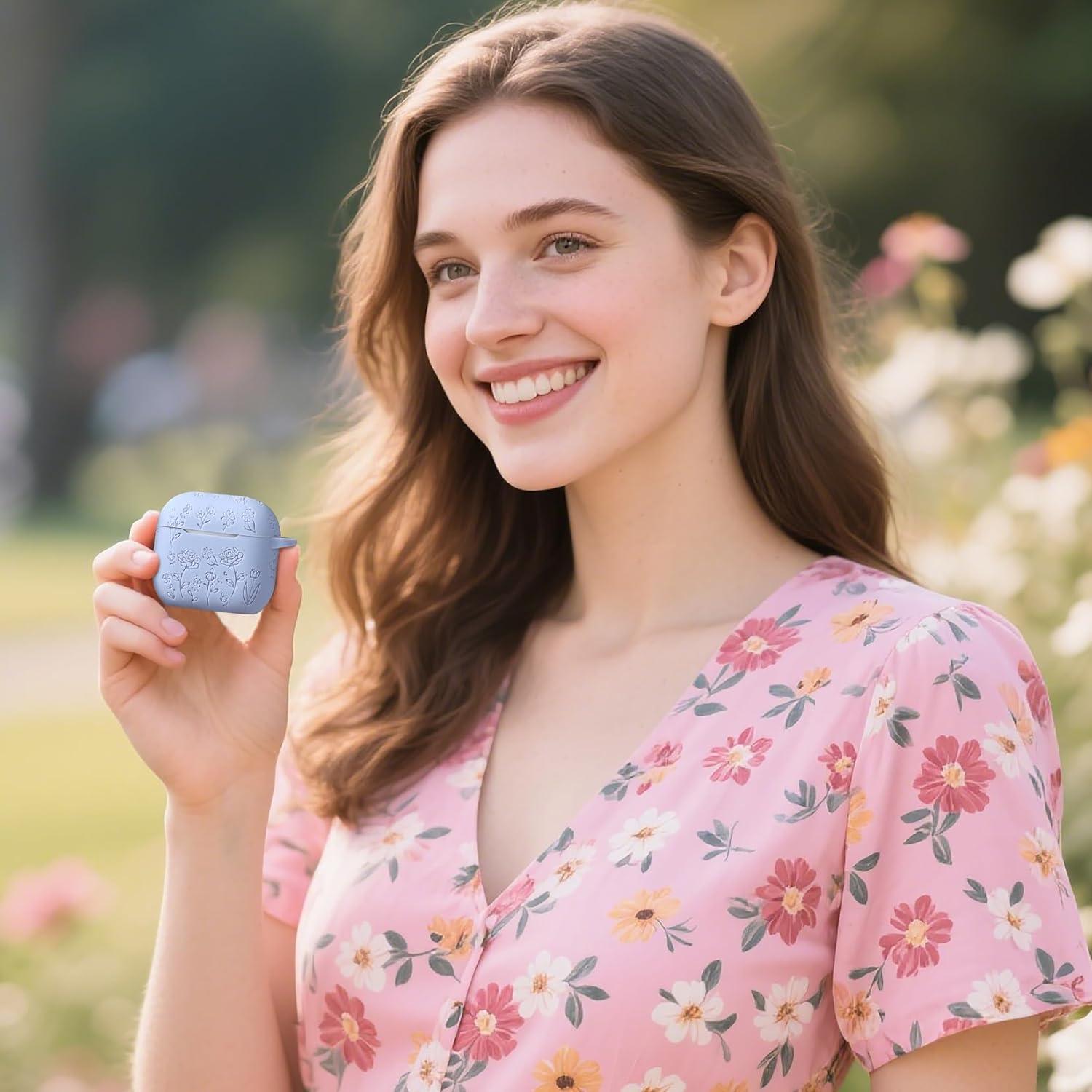 Funda Silicona Grabada DGege para AirPods 4 - Lila