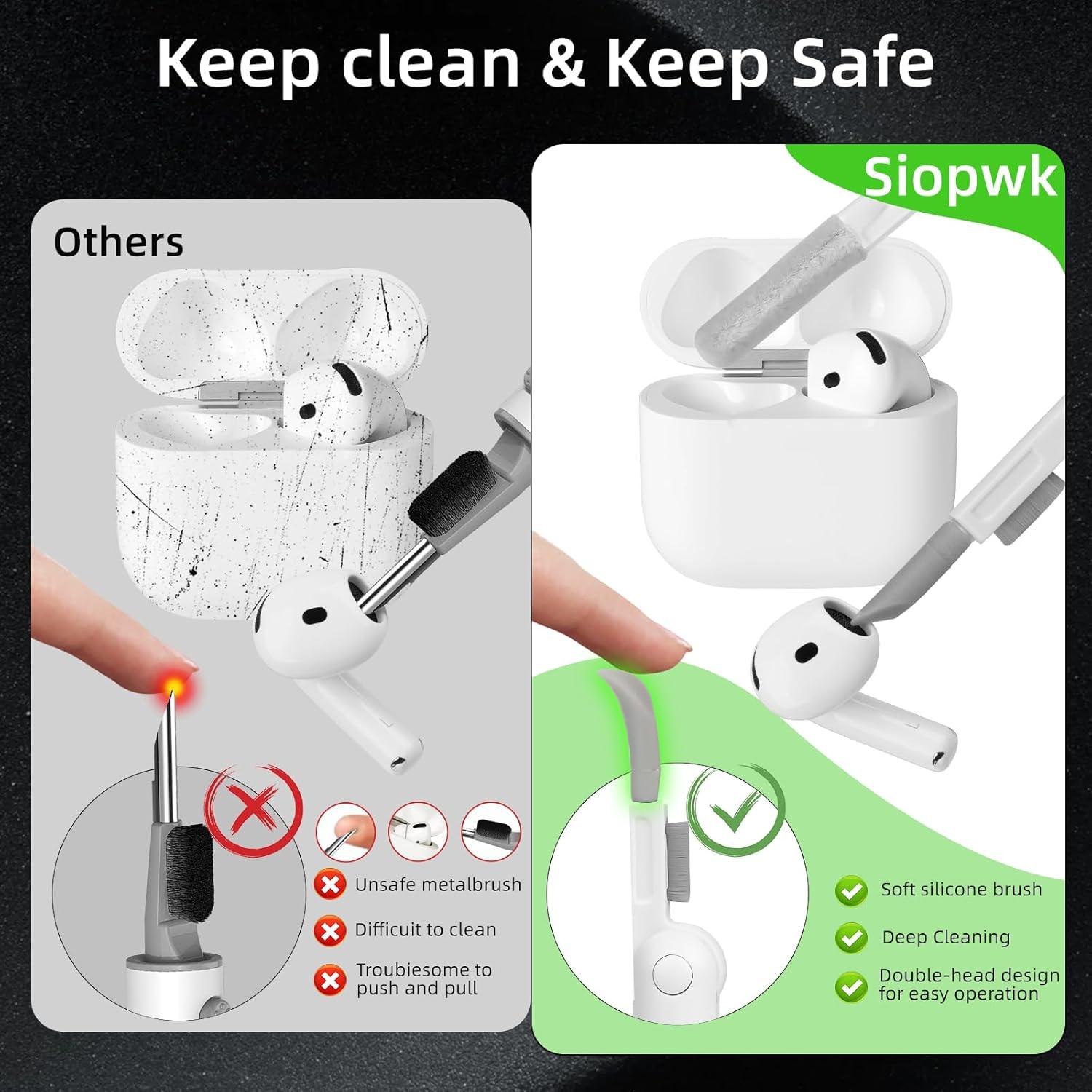 Funda 3D Luminosa para AirPods 4 Gen Siopwk con Kit de Limpieza