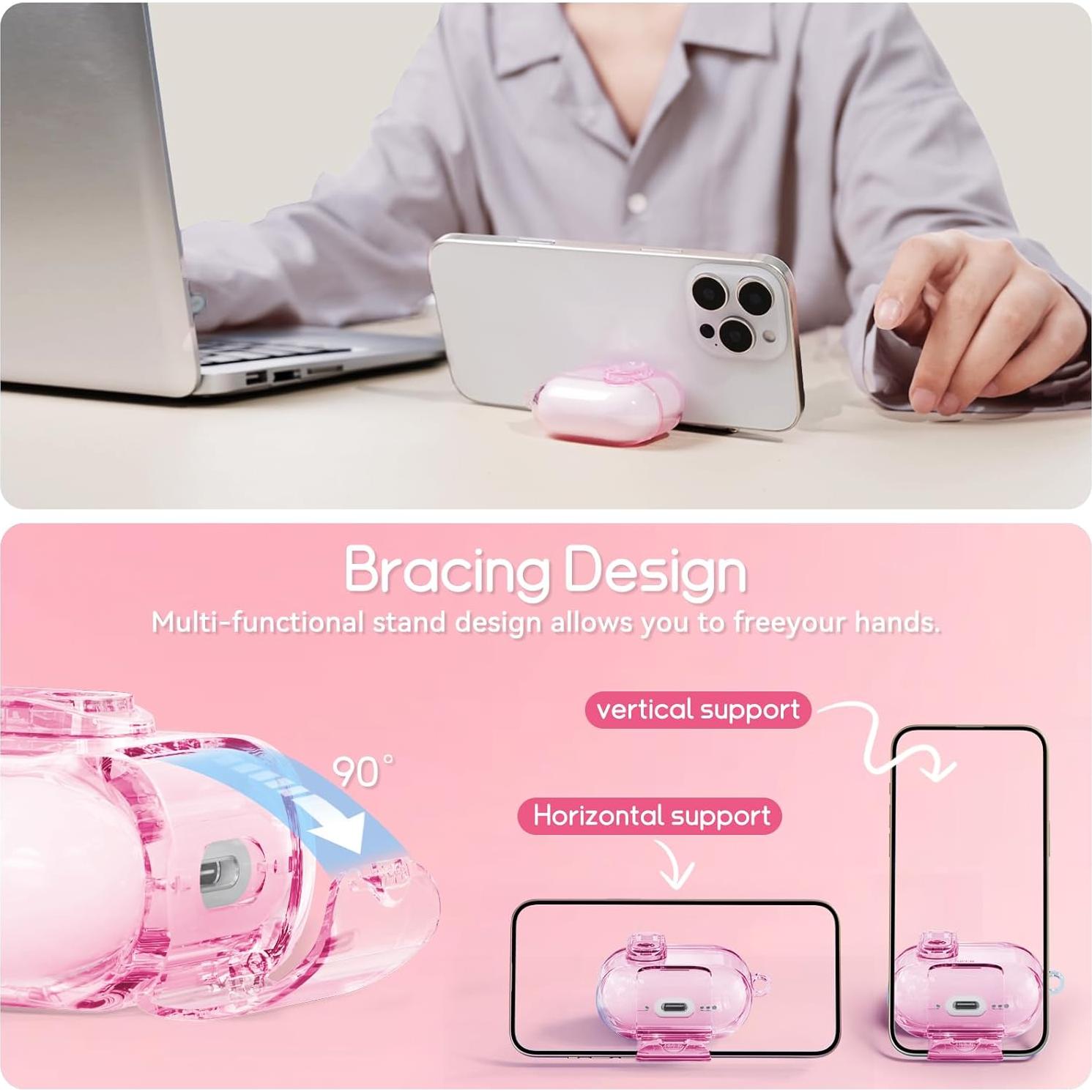 Estuche Protector Skyconser para AirPods 4 - Rosa Claro con Llavero