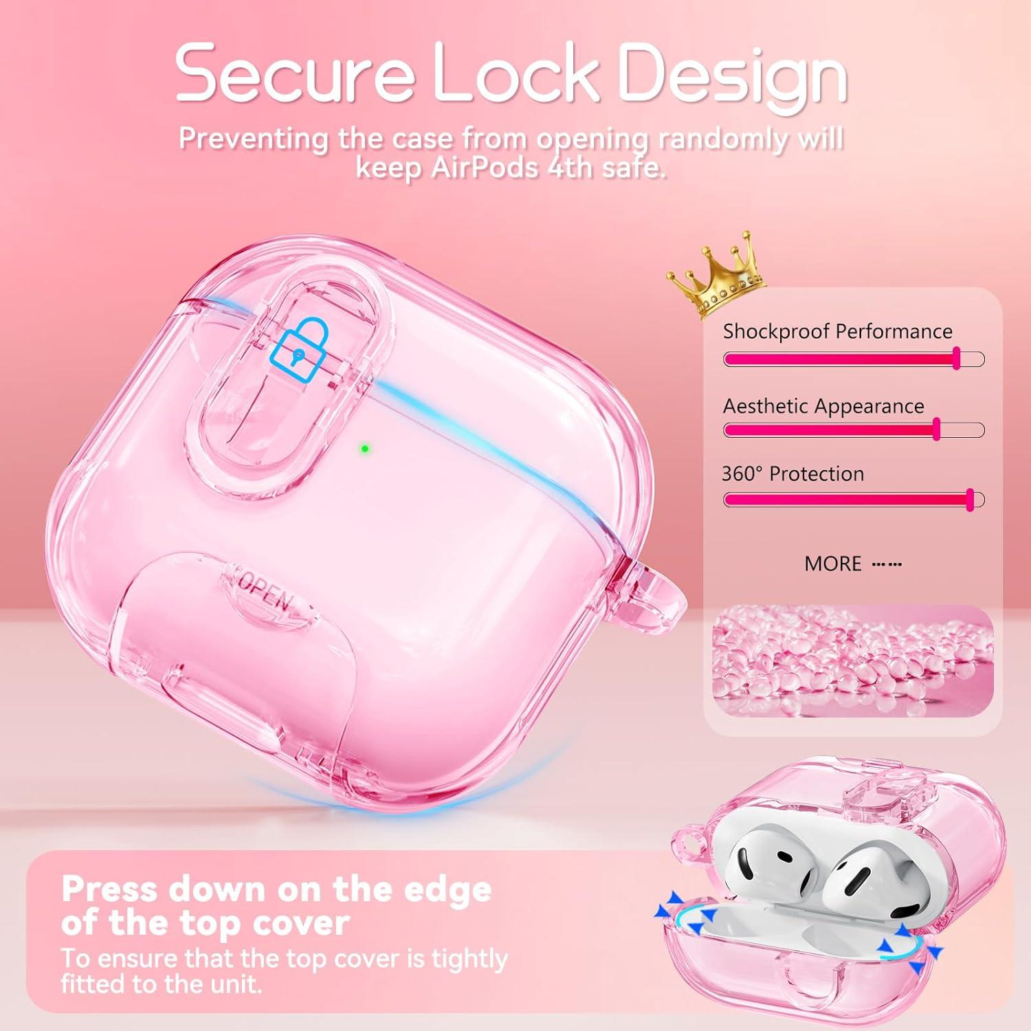 Estuche Protector Skyconser para AirPods 4 - Rosa Claro con Llavero