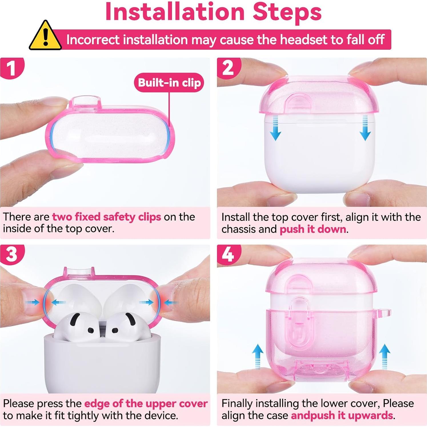 Estuche Protector Skyconser para AirPods 4 - Rosa Claro con Llavero