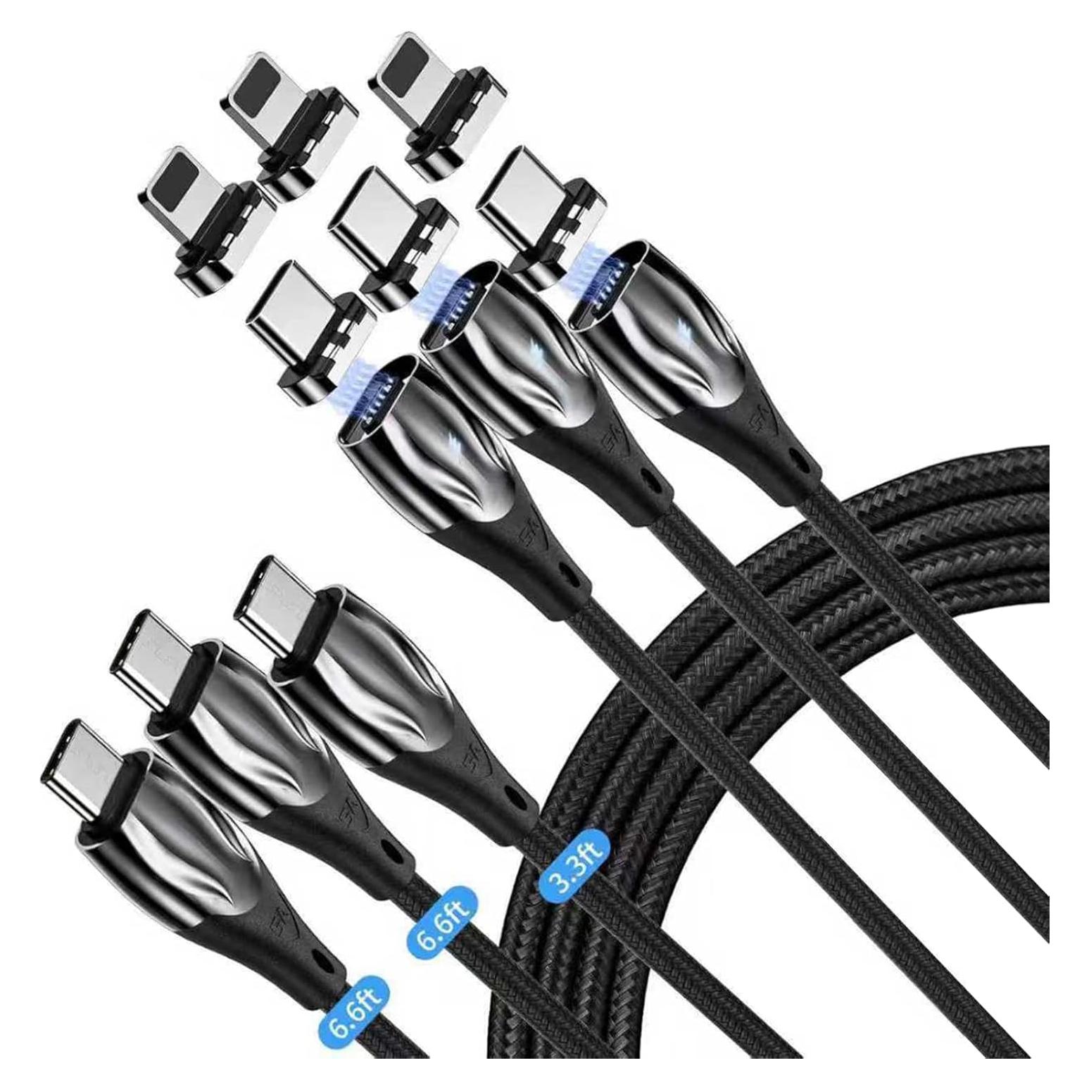 Cable de Carga Magnético 100W USB C y Lightning 2 en 1 - 3 Pack