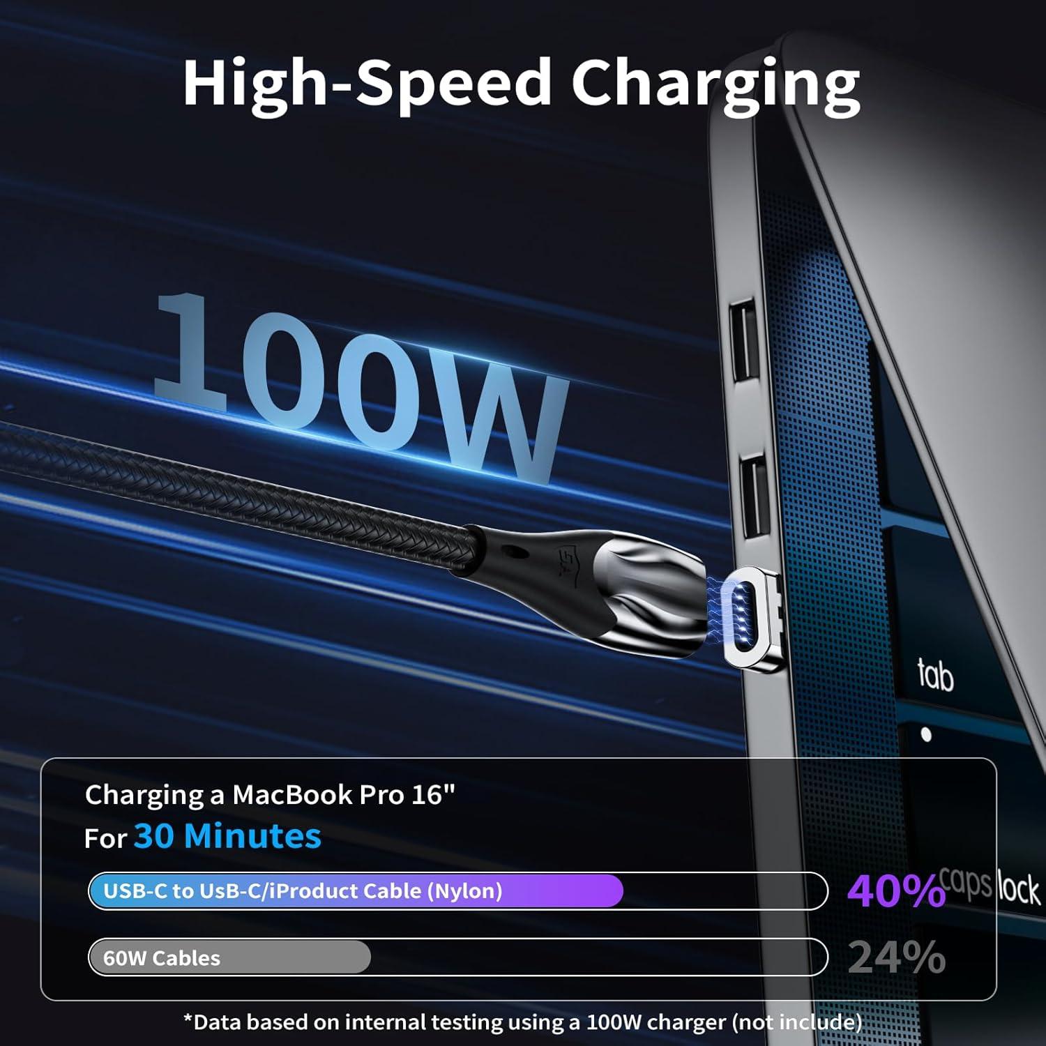 Cable de Carga Magnético 100W USB C y Lightning 2 en 1 - 3 Pack