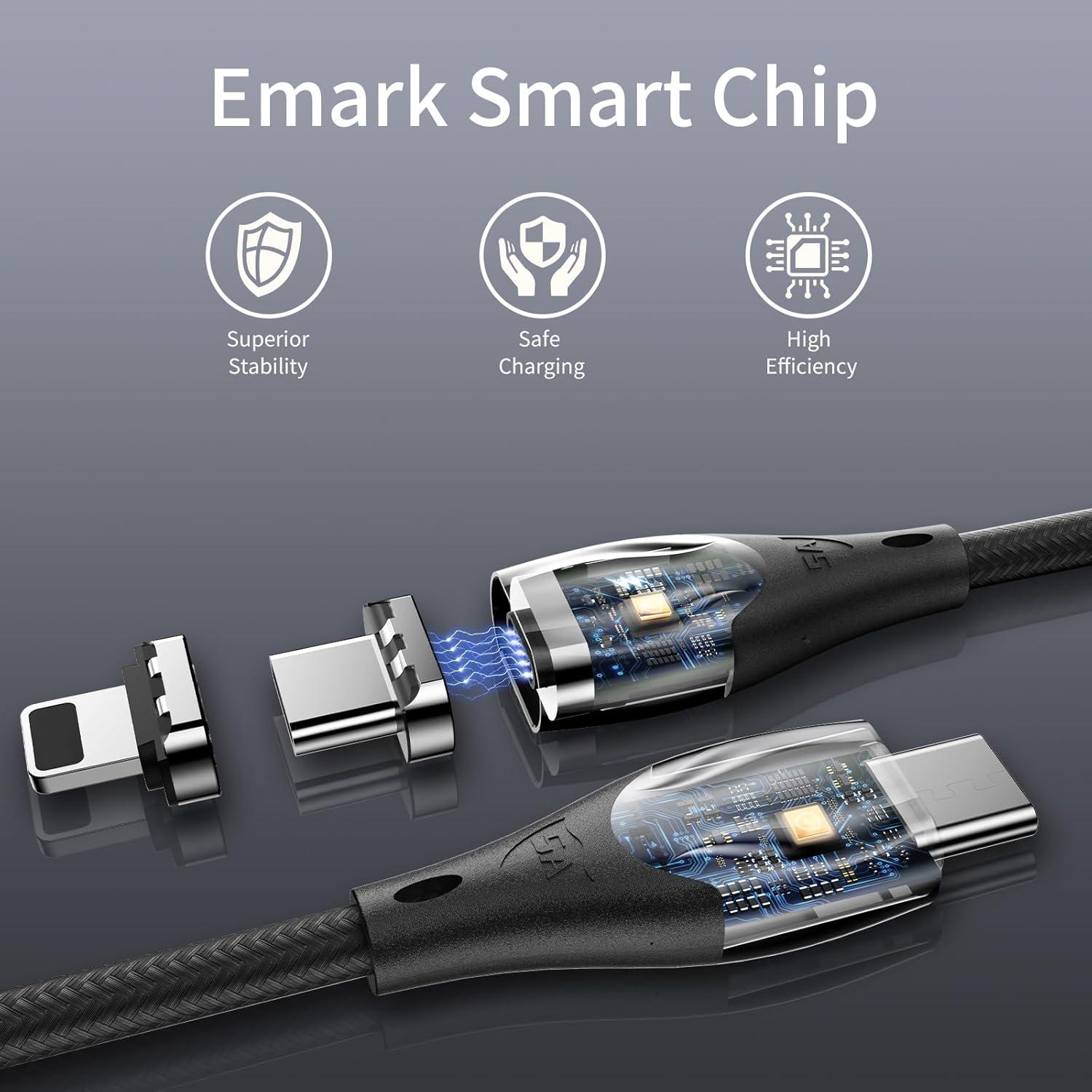 Cable de Carga Magnético 100W USB C y Lightning 2 en 1 - 3 Pack