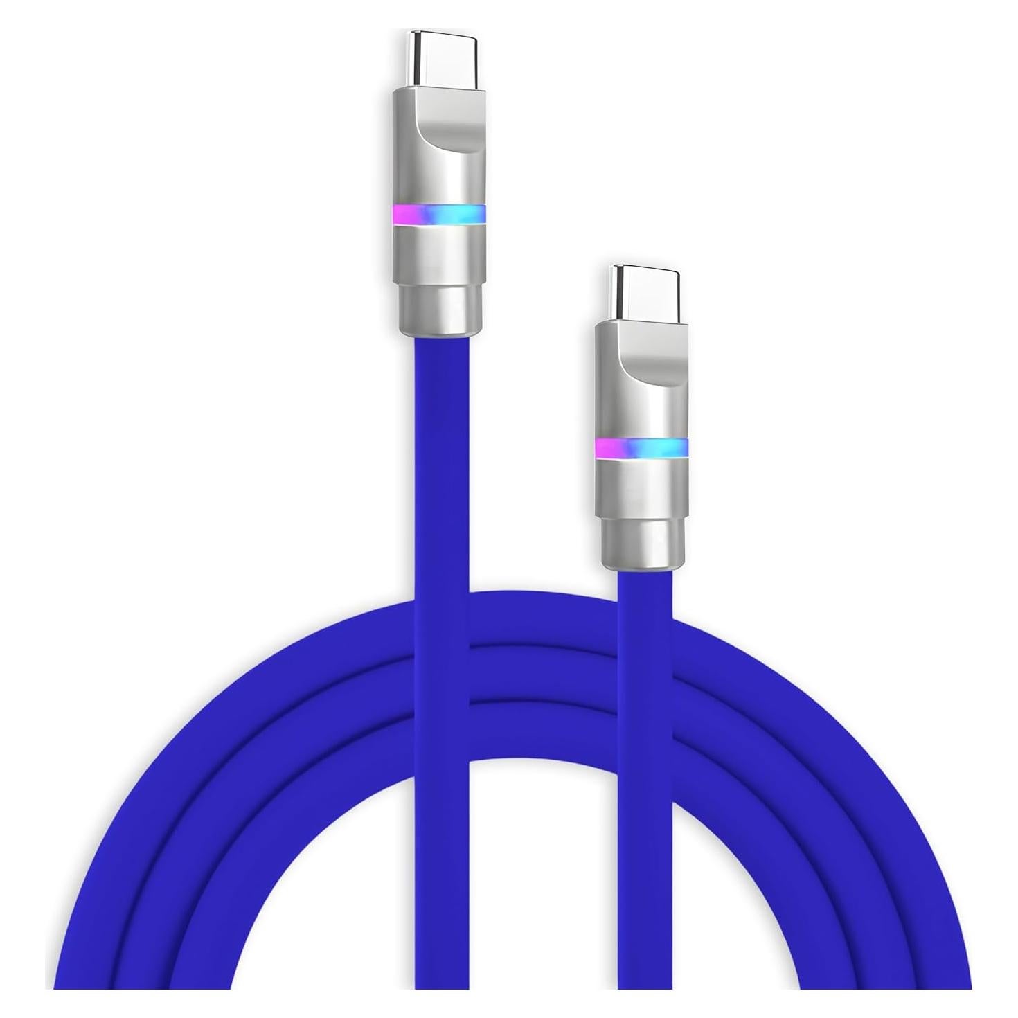 chubbycable Neon Chubby - Fast Charge Cable with Smart Light RGB Color Gradual Light Up 100W Charging Cord LED USB C Cable Compatible with iPhone 17-15 Series, Dark Blue, Type-C to Type-C, 6.6 FT