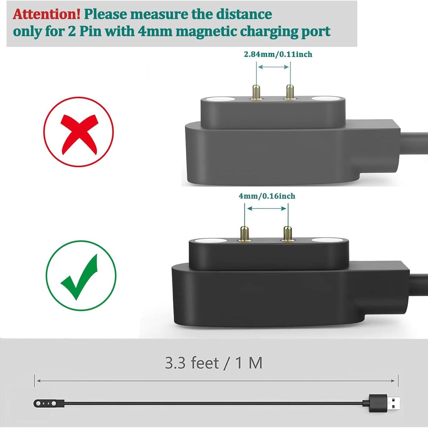 Cargador USB Magnético Meliya para Reloj Gloryfit T80 T70 T60 T50 P99 P98 1m + 1m