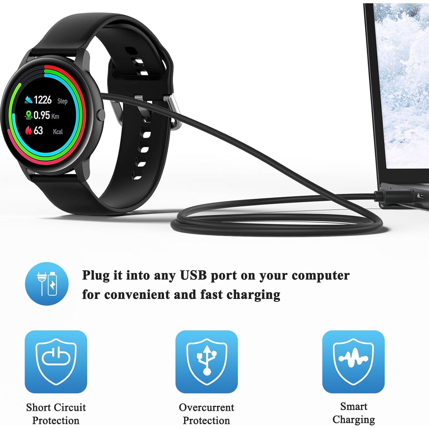 Cargador USB Magnético Meliya para Reloj Gloryfit T80 T70 T60 T50 P99 P98 1m + 1m