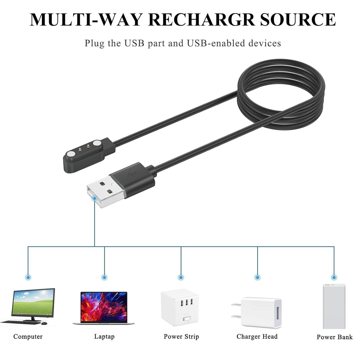 Cargador USB Magnético Meliya para Reloj Gloryfit T80 T70 T60 T50 P99 P98 1m + 1m